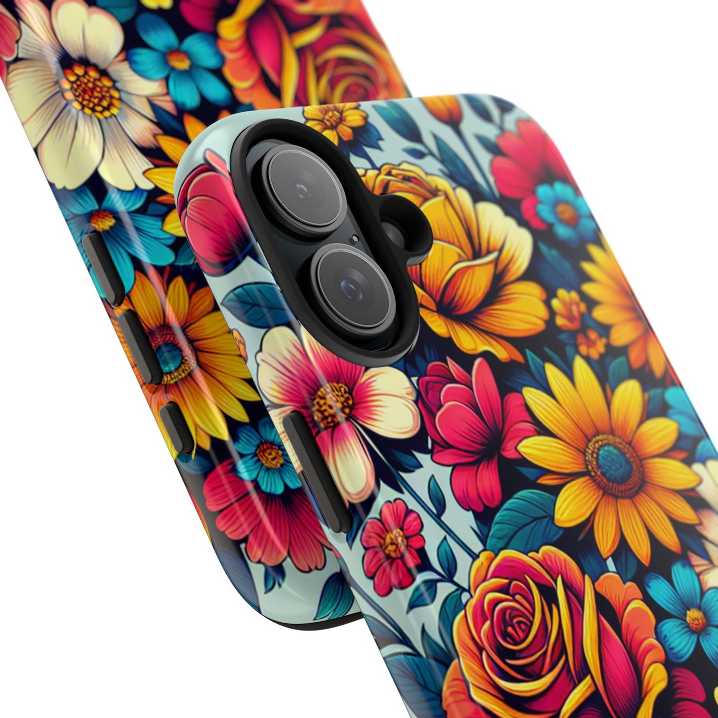 Vibrant Floral Tough Phone Case - Colorful Flower Design - for iPhone