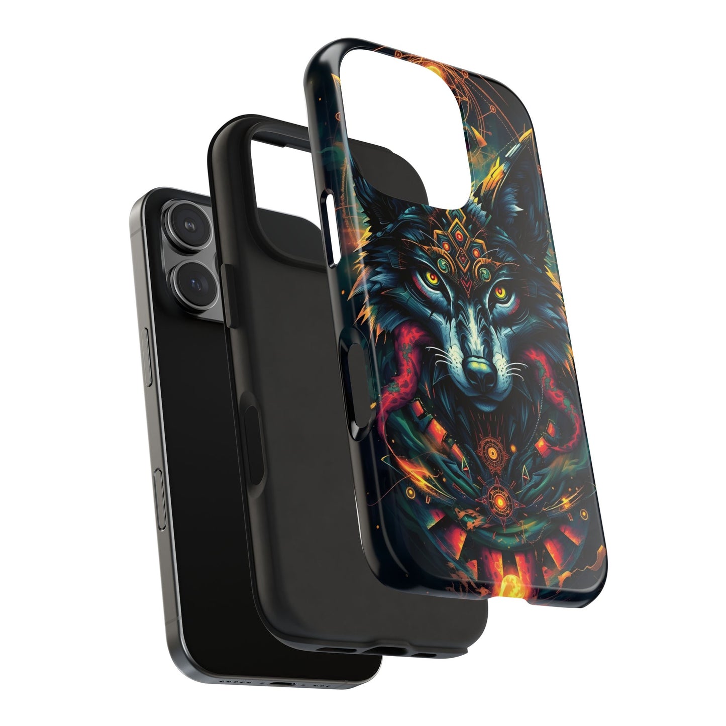 Vibrant Mystical Wolf Art Tough Phone Case - Durable & Unique Design for Animal Lovers - for iPhone