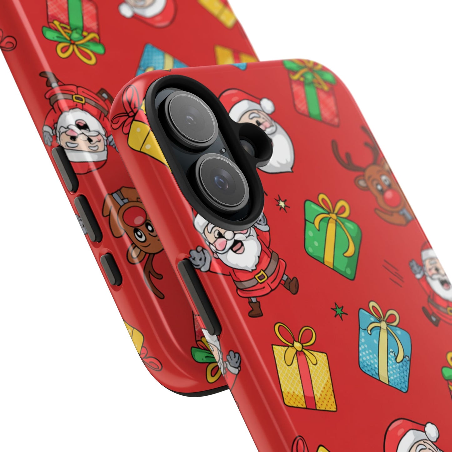 Festive Santa and Reindeer Tough Phone Case - Christmas Holiday Design