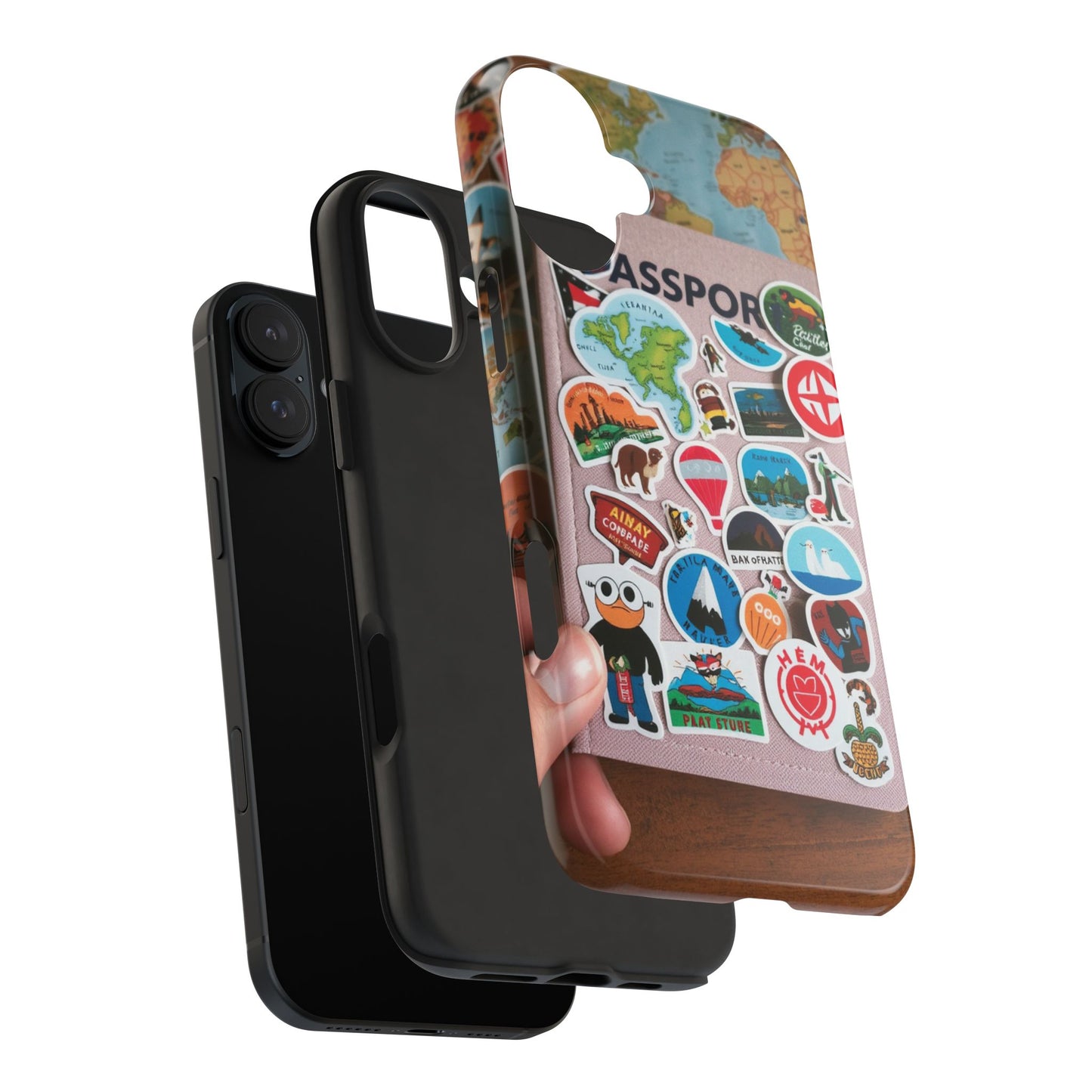Adventure Stickers Phone Case - Tough Protection for Travel Lovers