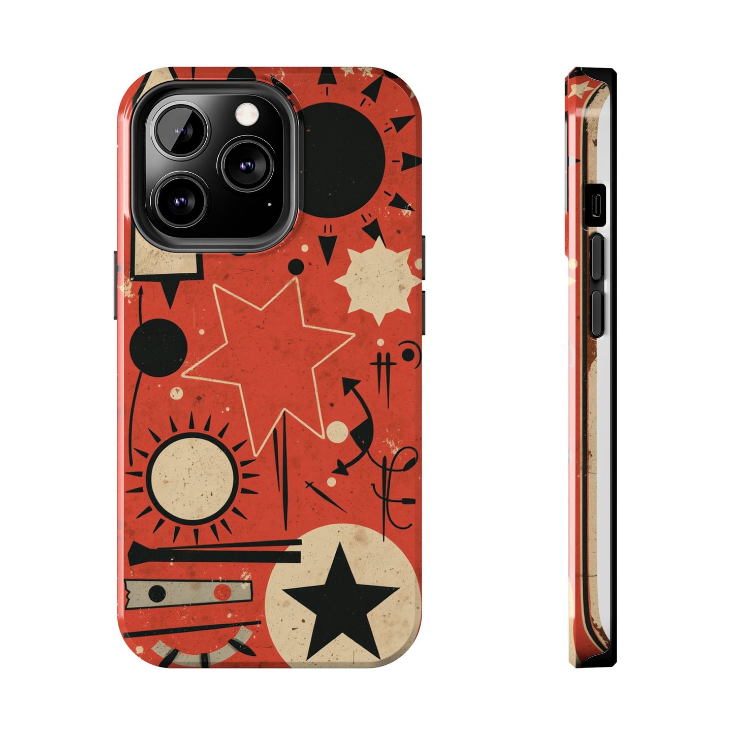 Retro Bold Tough Phone Case - Unique Geometric Design - for iPhone