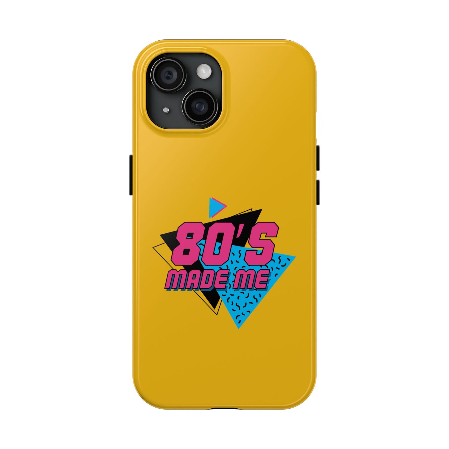 80's Made Me Tough Phone Case - Retro Yellow Silicone Cover - for iPhone