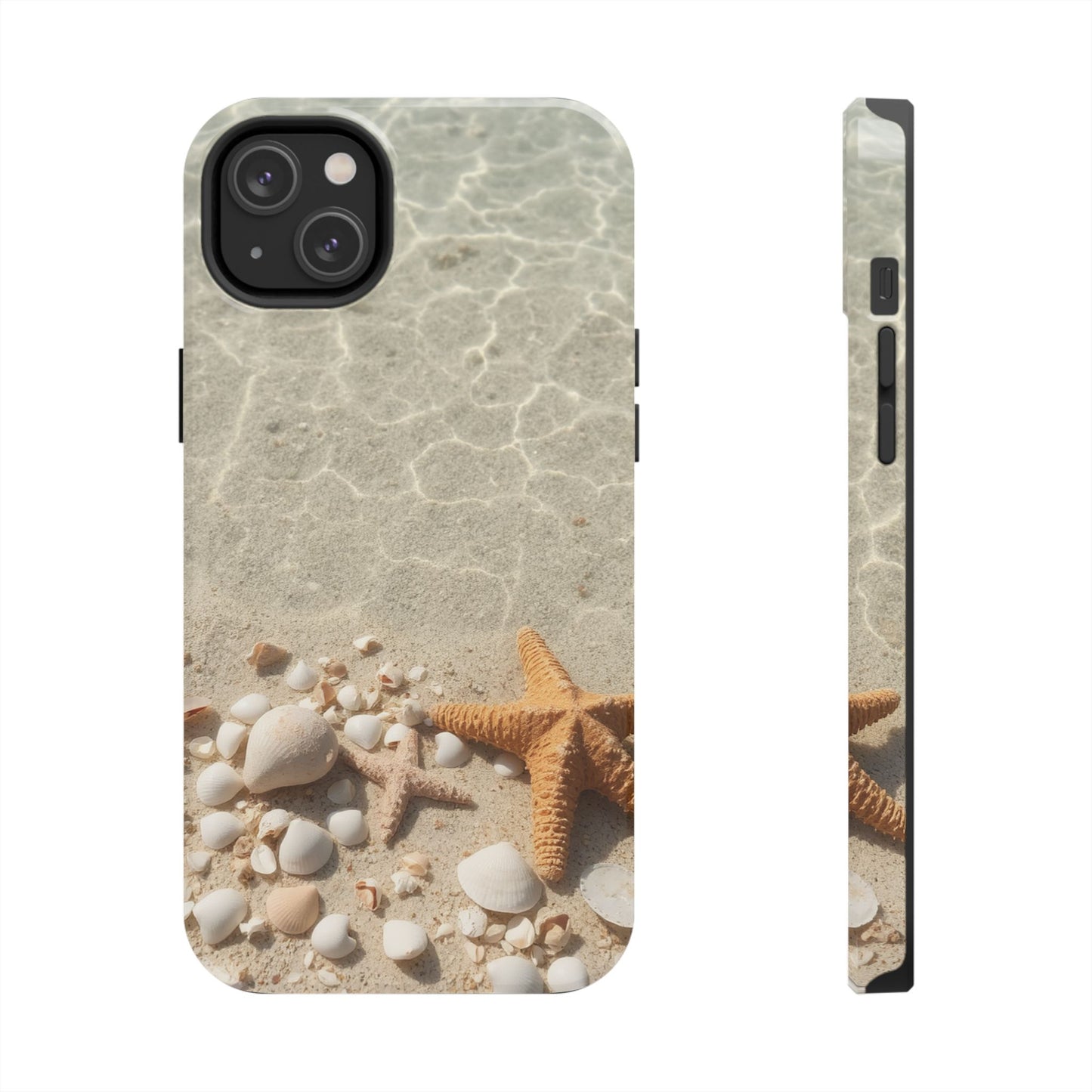 Beach-Inspired Tough Phone Case with Starfish and Seashell Design