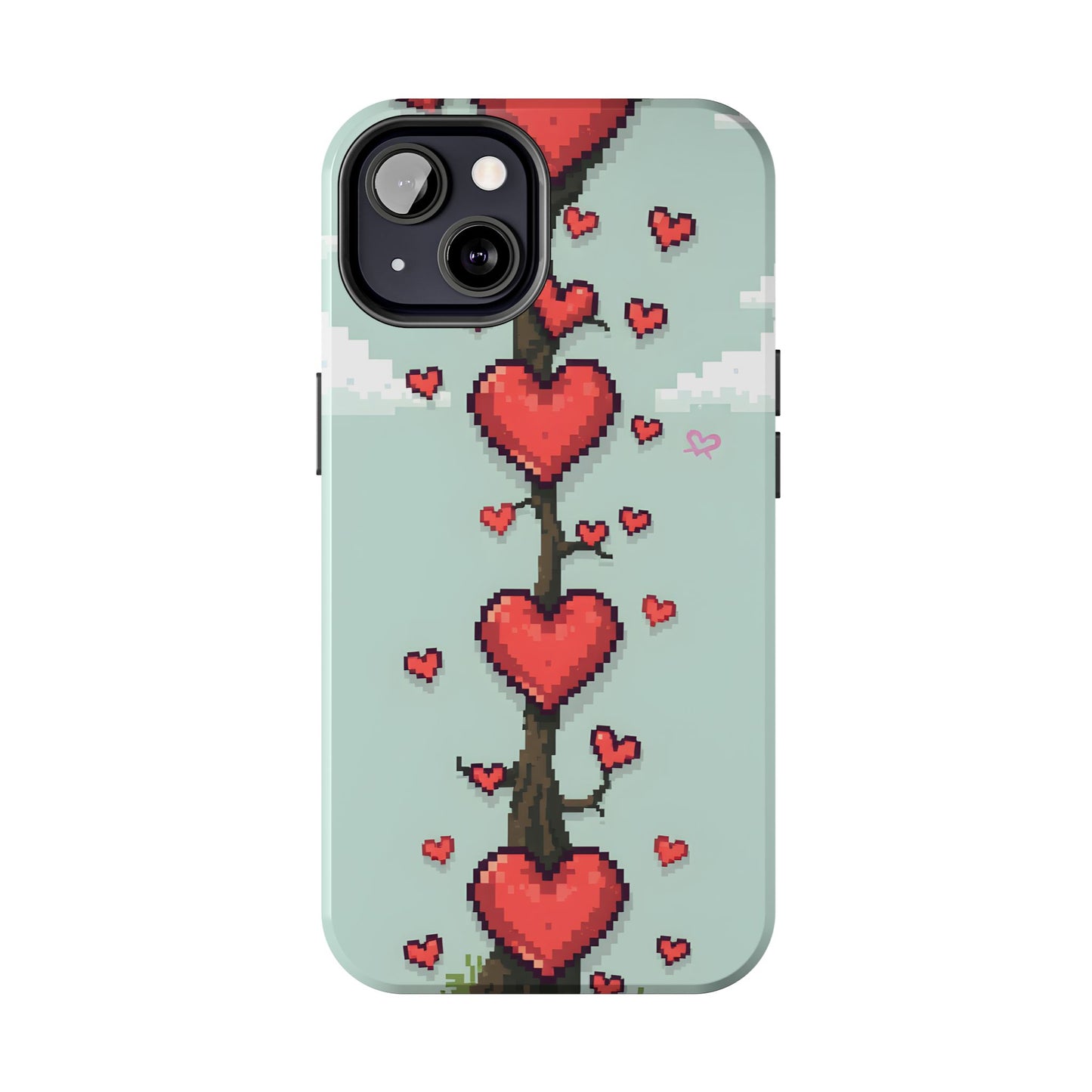 Pixelated Love Hearts Tree | Tough Phone Case - Cute Design - for iPhone