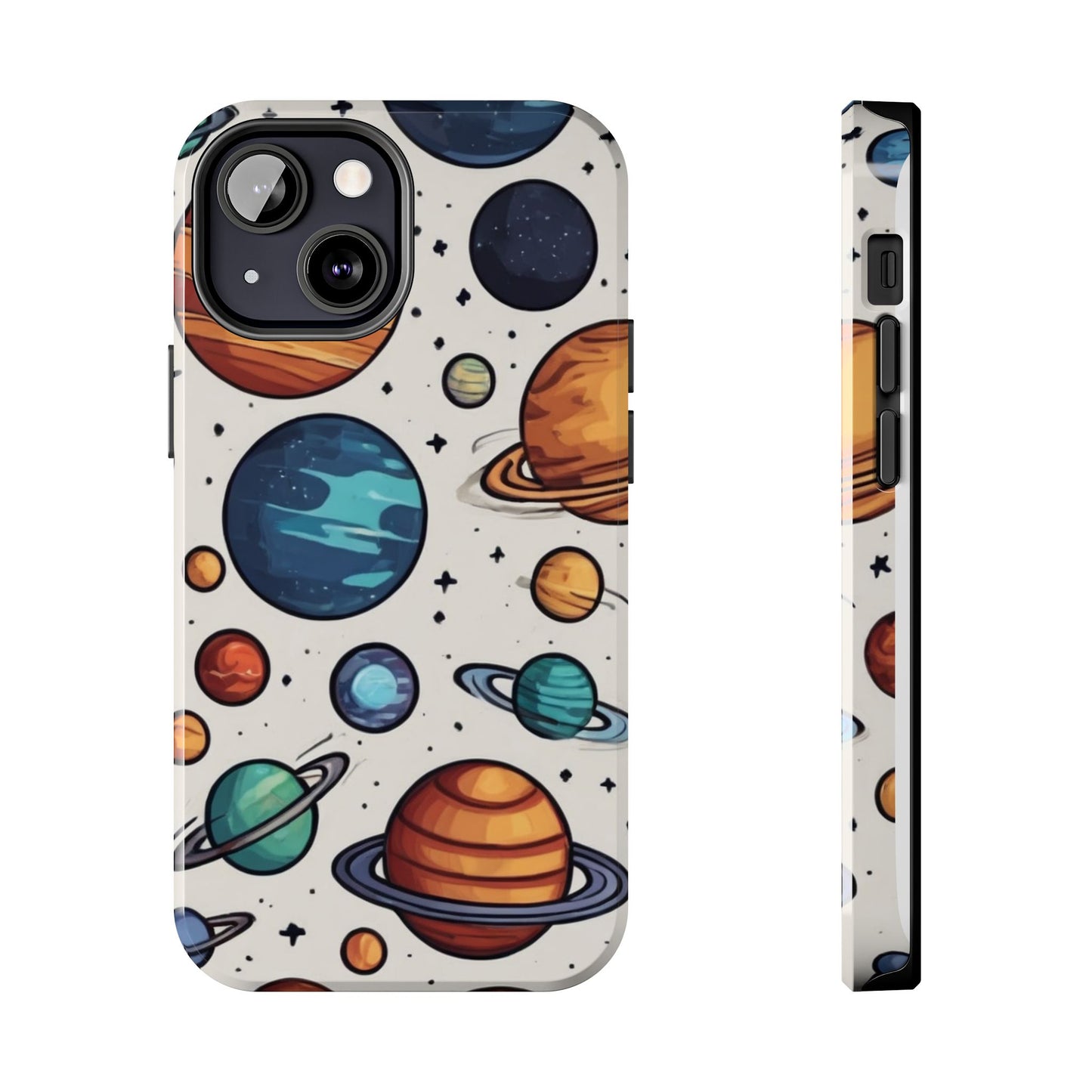 Cosmic Galaxy Tough Phone Case - Planetary Cartoon Design - for iPhone