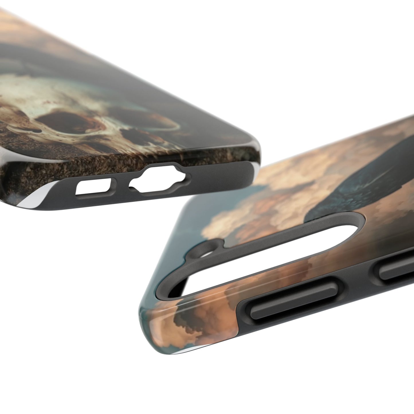 Gothic Raven Skull Tough Phone Case - Unique Protective Cover for Halloween Lovers