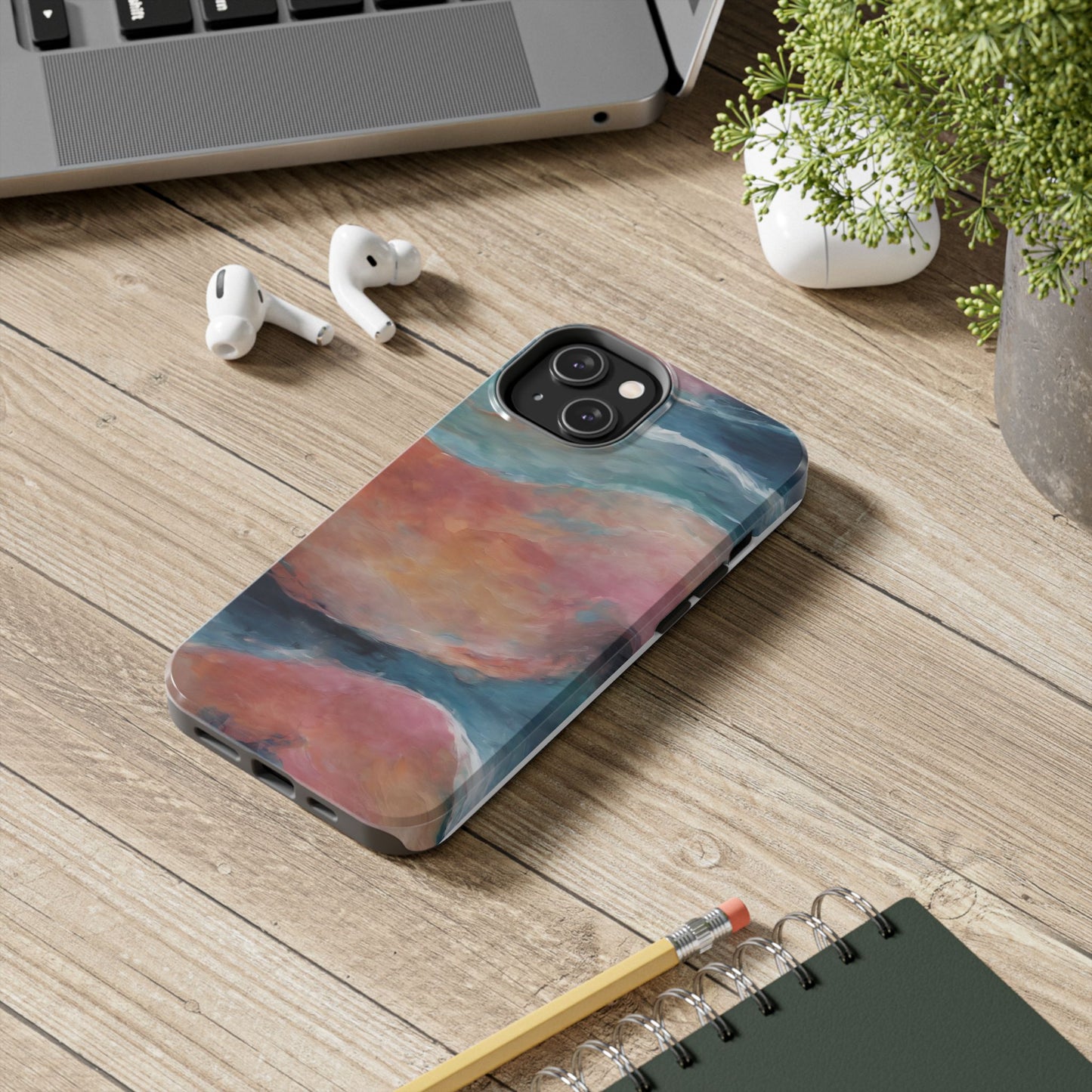 Artistic Painted Sea Tough Phone Case - Abstract Waves Design - for iPhone