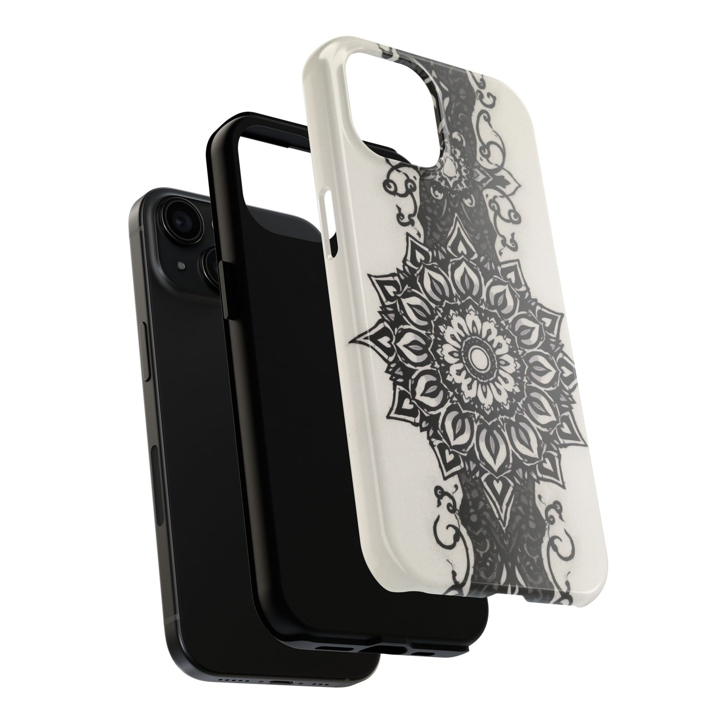 Stylish Tough Phone Cases with Dark Mandala Design - Durable and Unique Protection - for iPhone