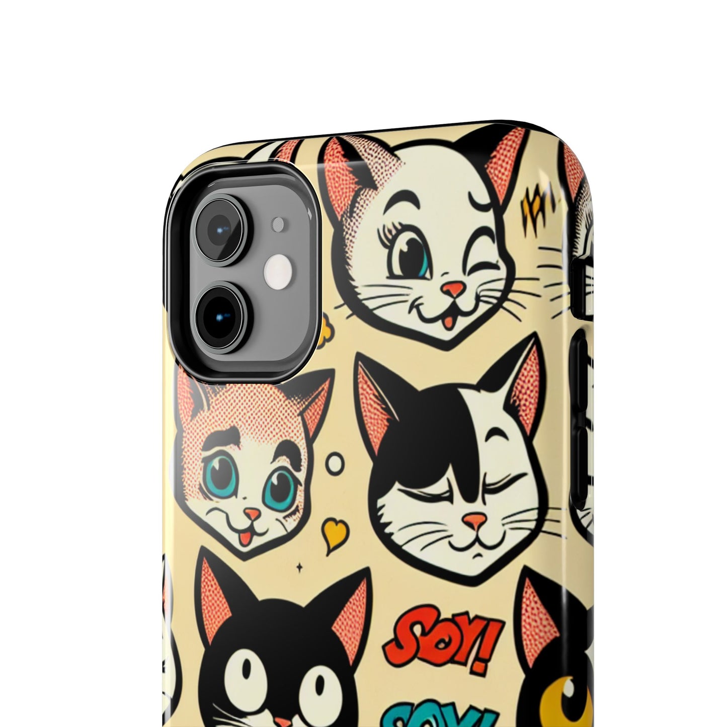 Playful Cat-Themed Tough Phone Case - Pet Pattern - for iPhone