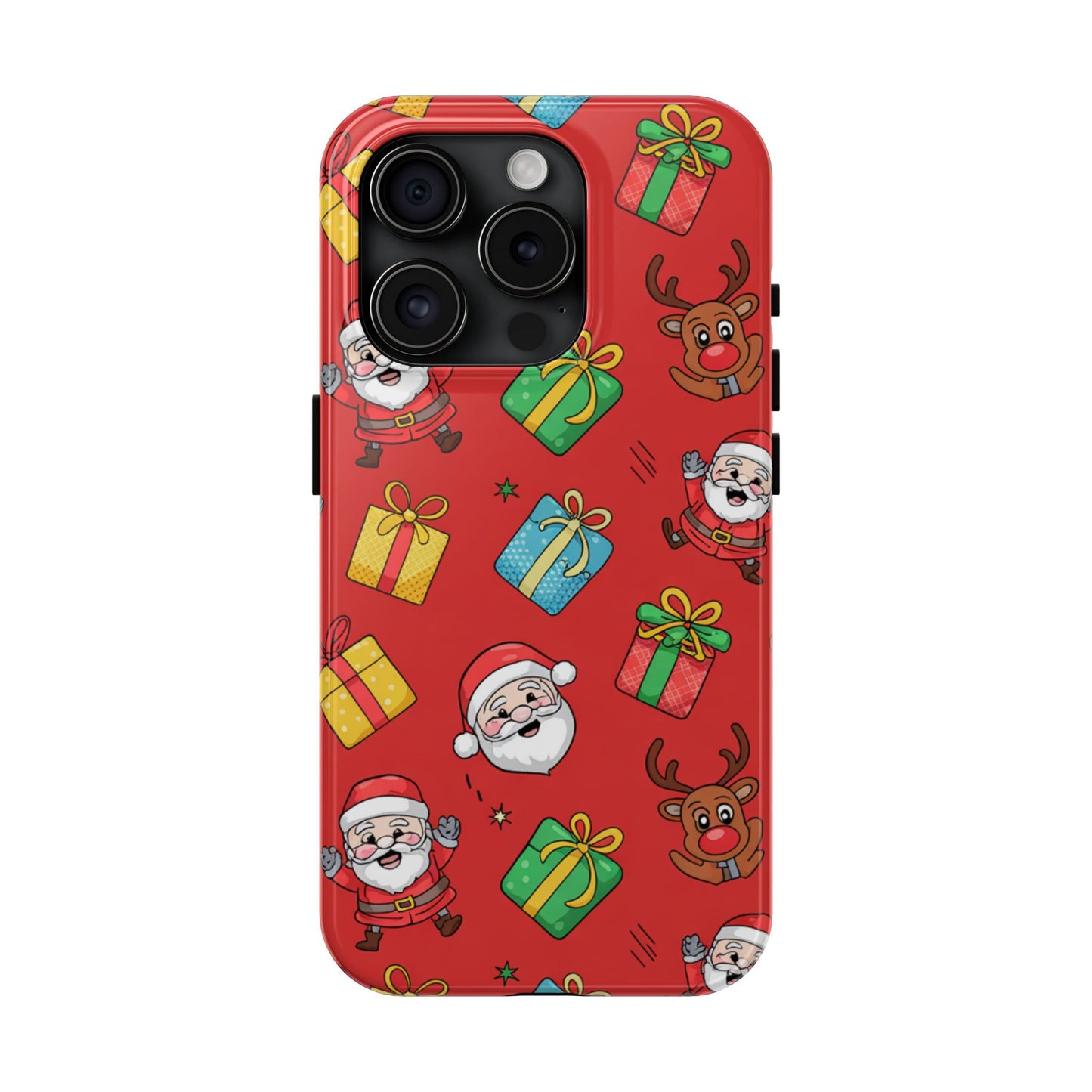 Festive Santa and Reindeer Tough Phone Case - Christmas Holiday Design