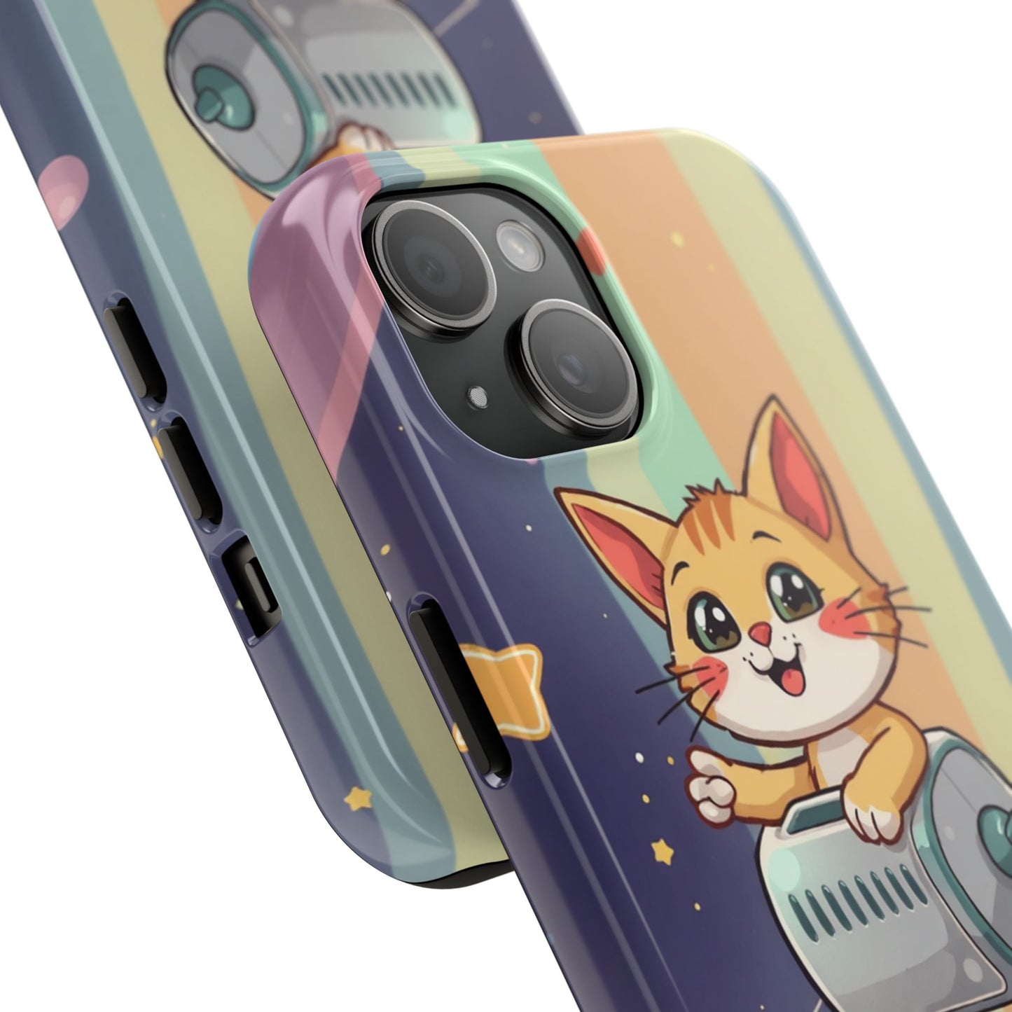 Cute Cat Rocket Phone Case - Vibrant and Playful Tough Case