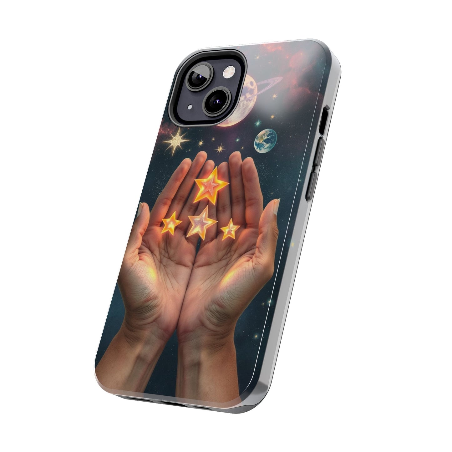Galaxy Hands Tough Phone Case - Celestial Design for Star Lovers