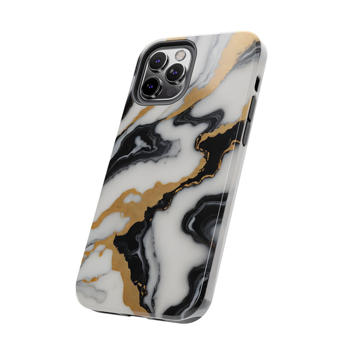 Elegant Gold Marble Tough Phone Case - Stylish Protection for Your iPhone