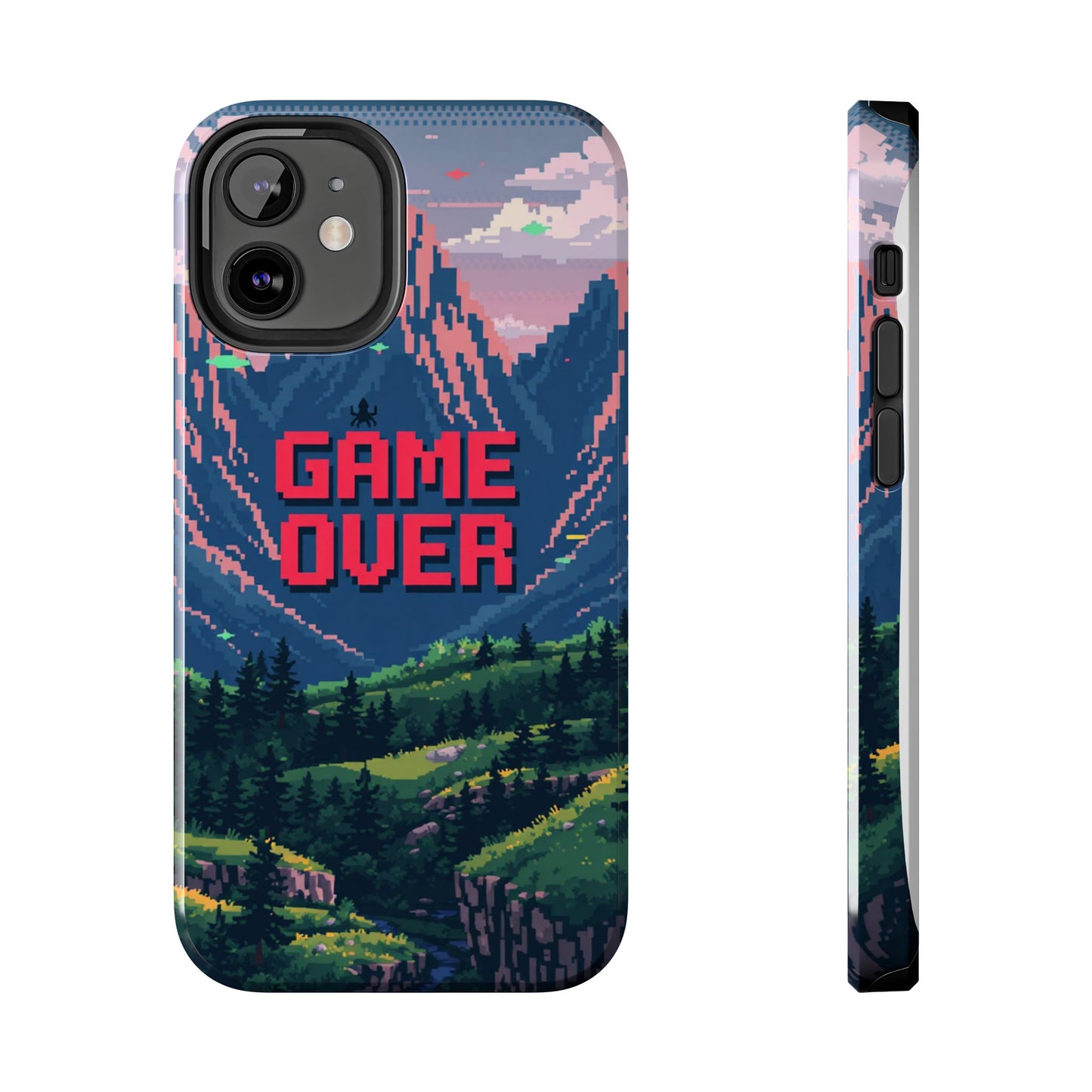 Pixel Art Tough Phone Case - 'Game Over' Design for Gamers
