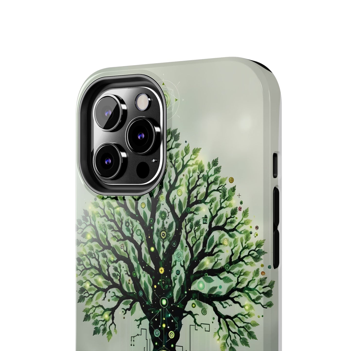 Nature-Inspired Tough Phone Case with Tech Tree Design - for iPhone