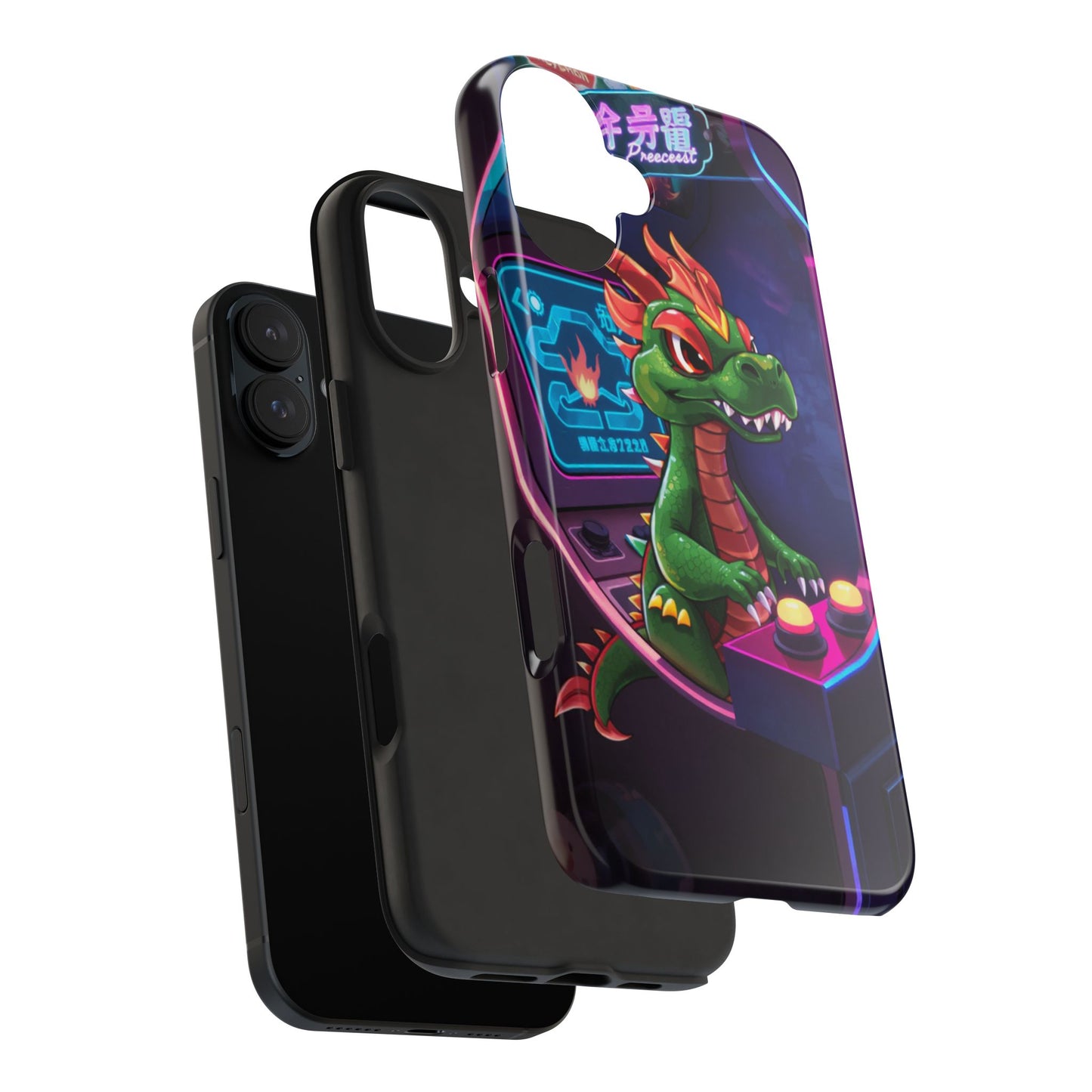 Retro Gamer Tough Phone Case with Dragon Design