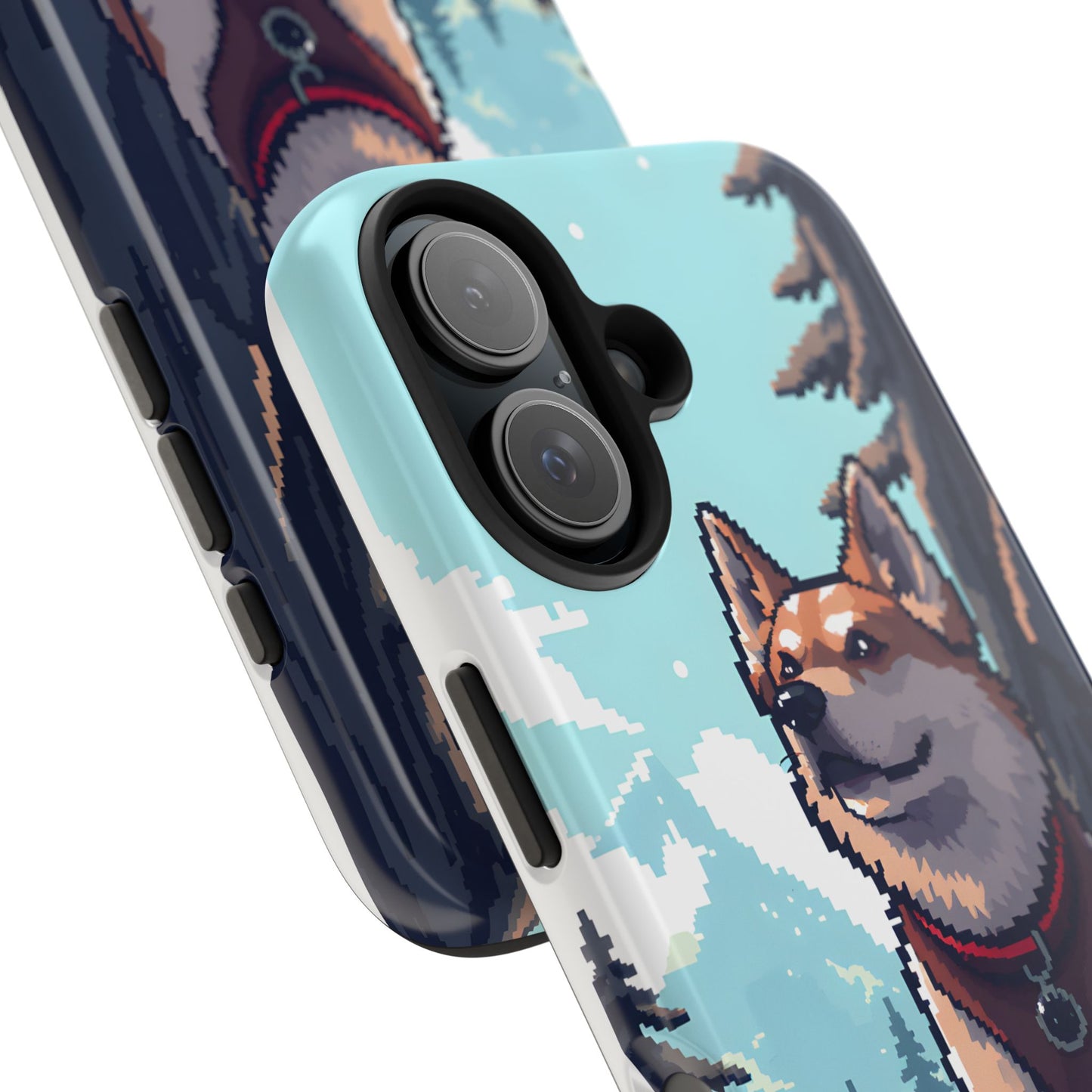 Retro Dog Adventure Tough Phone Case - Pixel Art Shiba Inu Design - for iPhone