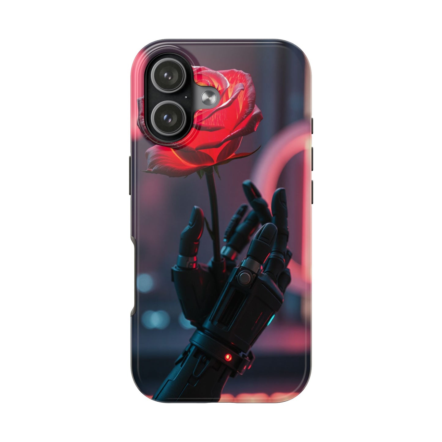 Futuristic Tough Phone Case with Robotic Rose Design | Durable Protection