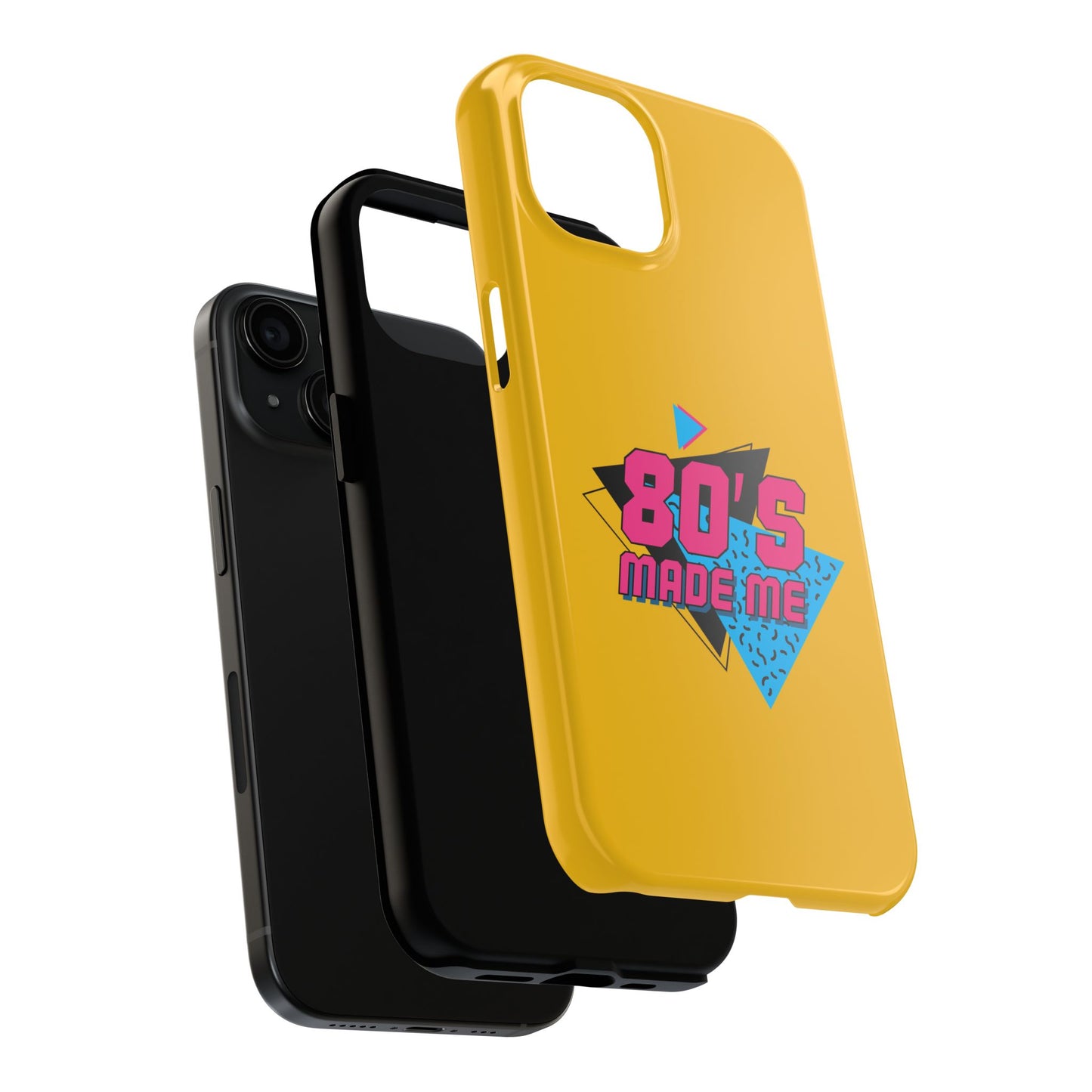 80's Made Me Tough Phone Case - Retro Yellow Silicone Cover - for iPhone
