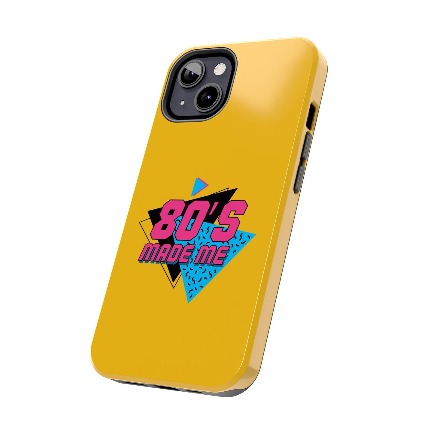 80's Made Me Tough Phone Case - Retro Yellow Silicone Cover - for iPhone