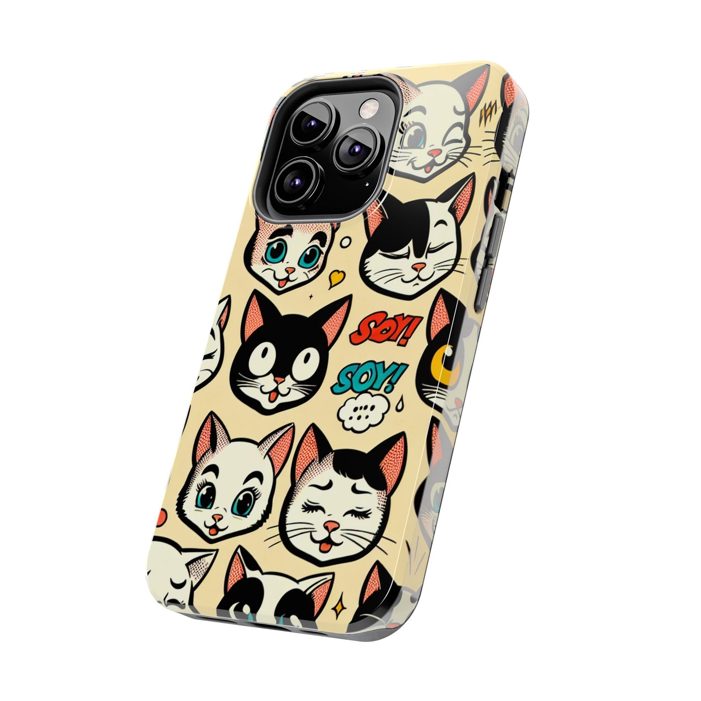 Playful Cat-Themed Tough Phone Case - Pet Pattern - for iPhone