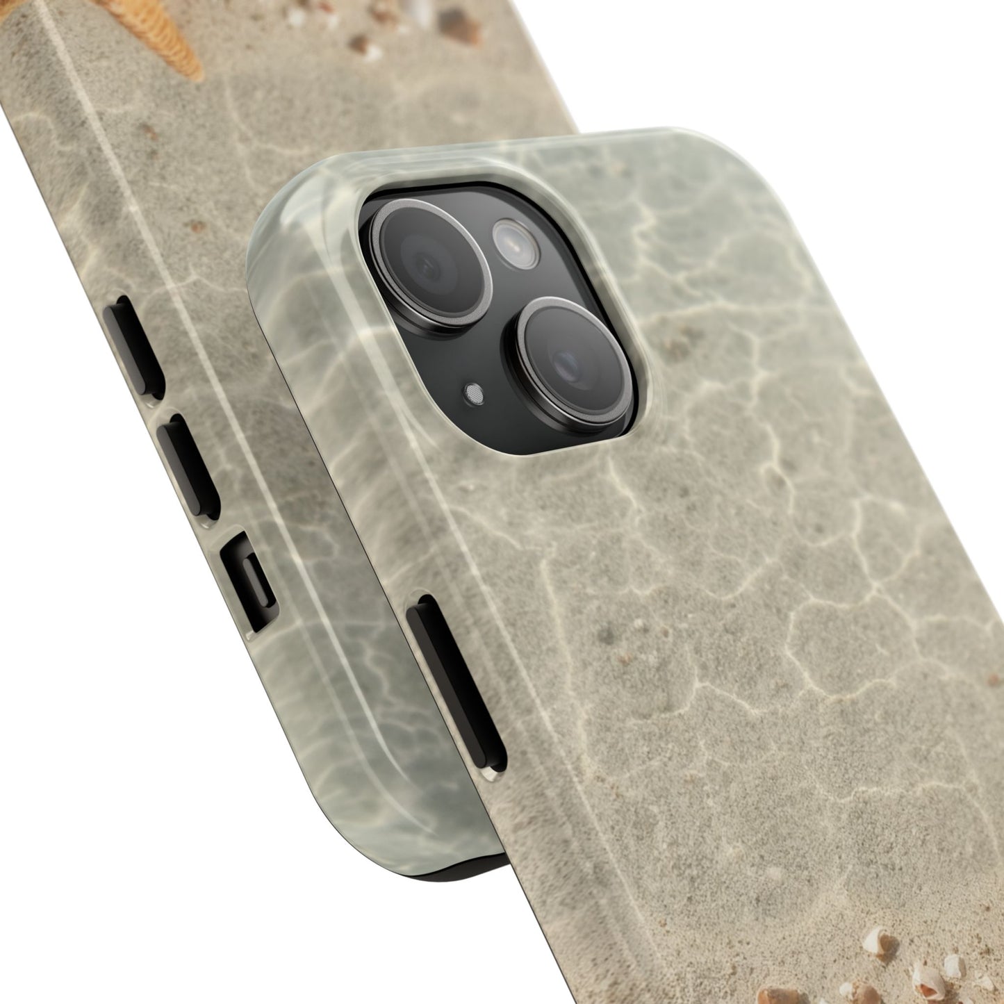 Beach-Inspired Tough Phone Case with Starfish and Seashell Design