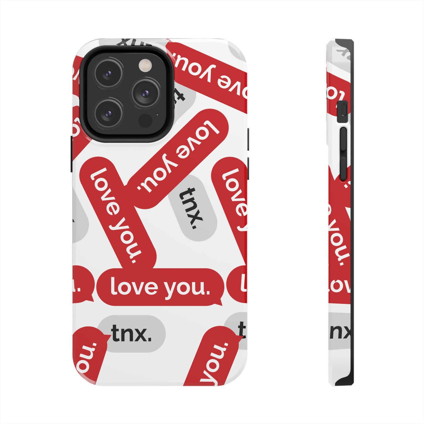 Love You&Tnx Tough Phone Case - Stylish and Protective for iPhone