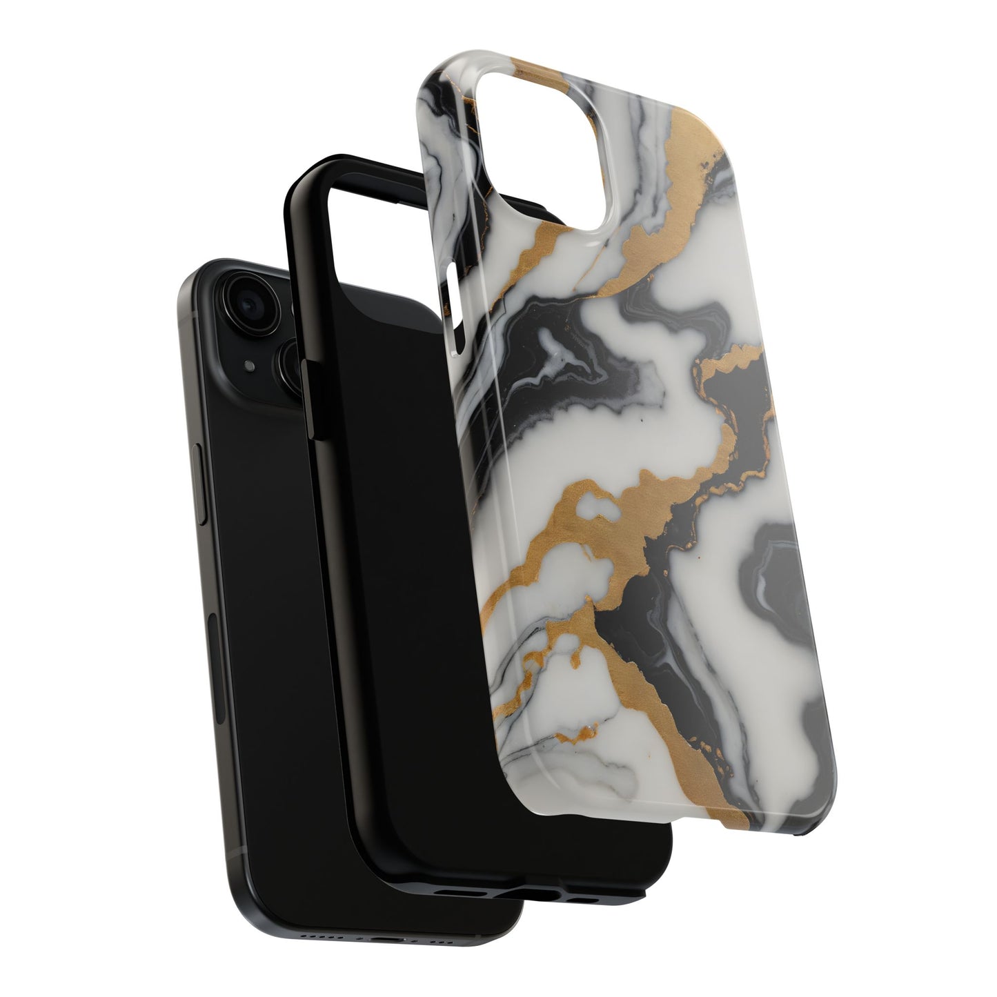 Elegant Gold Marble Tough Phone Case - Stylish Protection for Your iPhone