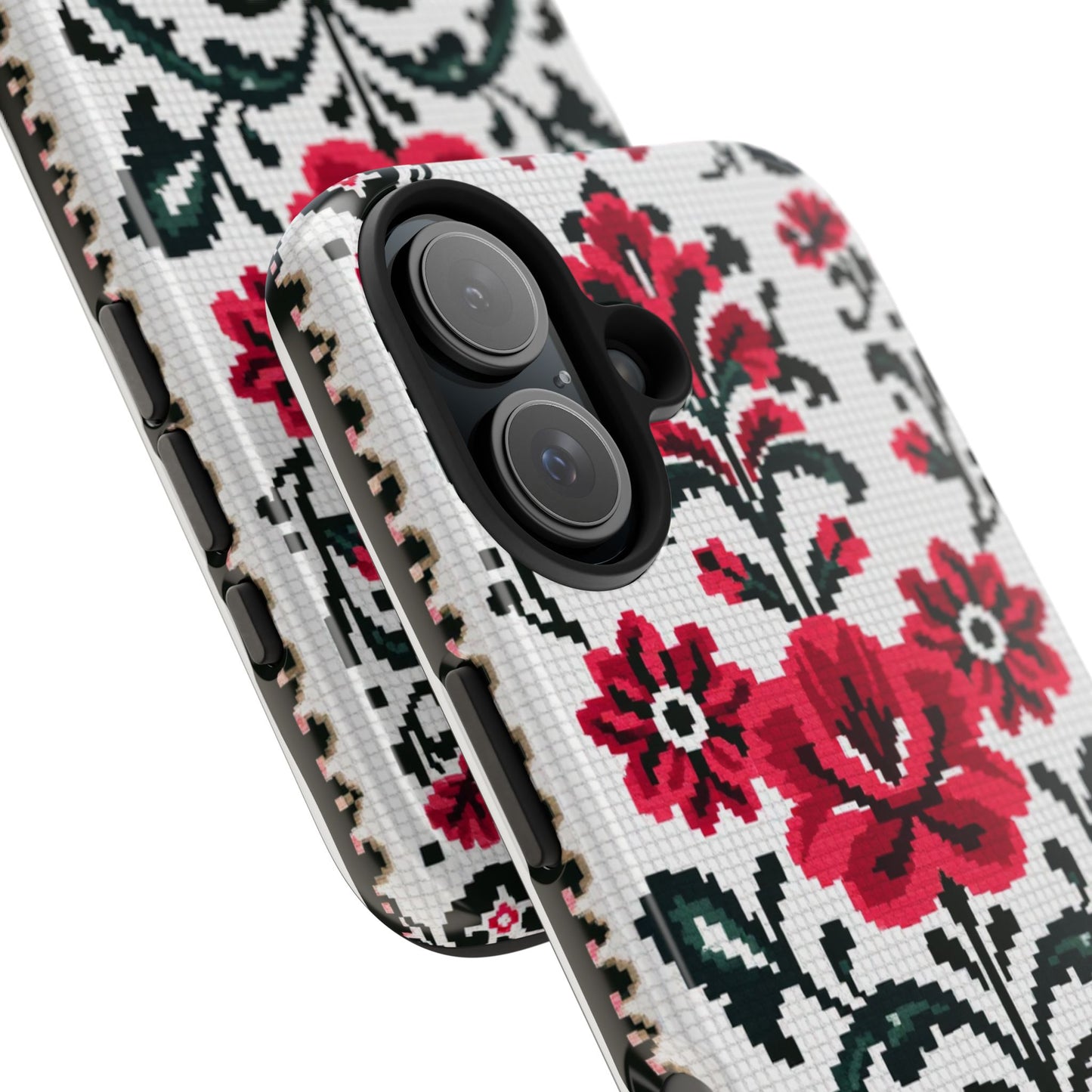Traditional Floral Knit Tough Phone Cases - Durable Protection with Vintage Style - for iPhone