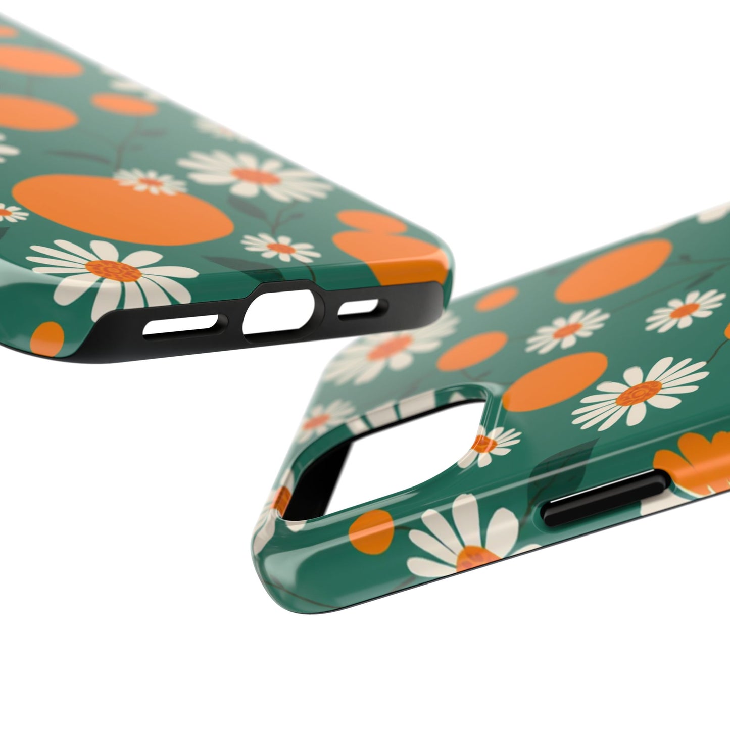 Floral Tough Phone Case - Daisy & Orange Design