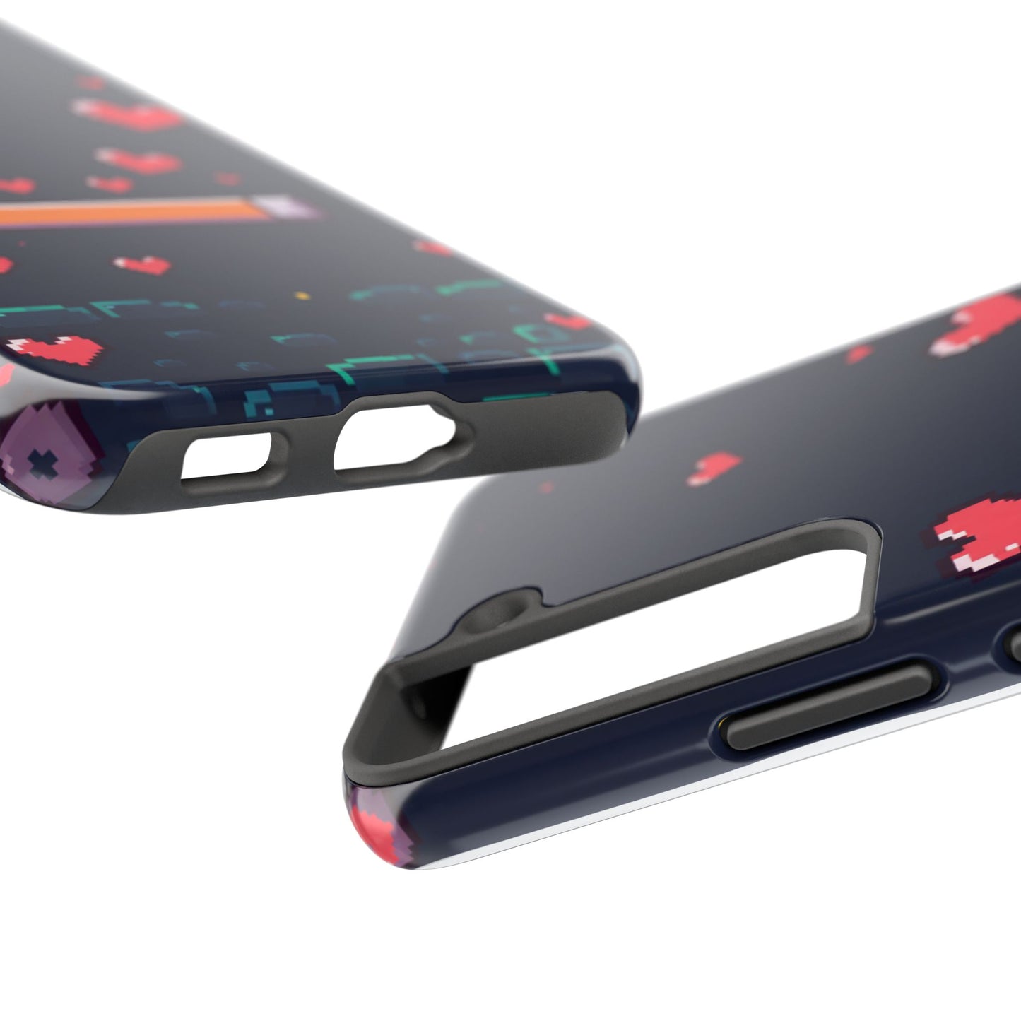 Pixel Heart Tough Phone Case - Retro Gamer Style for Valentine's Day