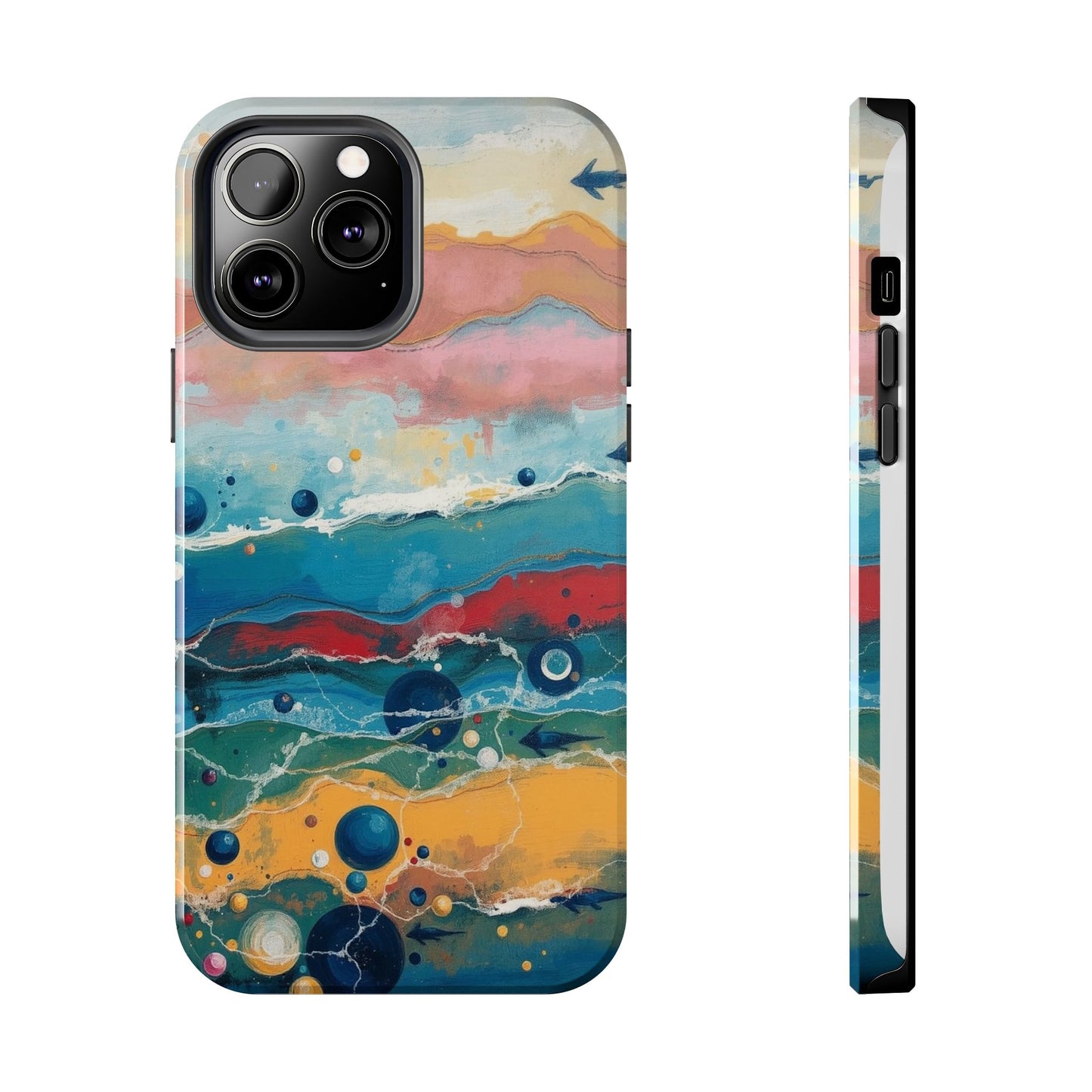 Artistic Tough Phone Case - Vibrant Waves Design for Unique Style