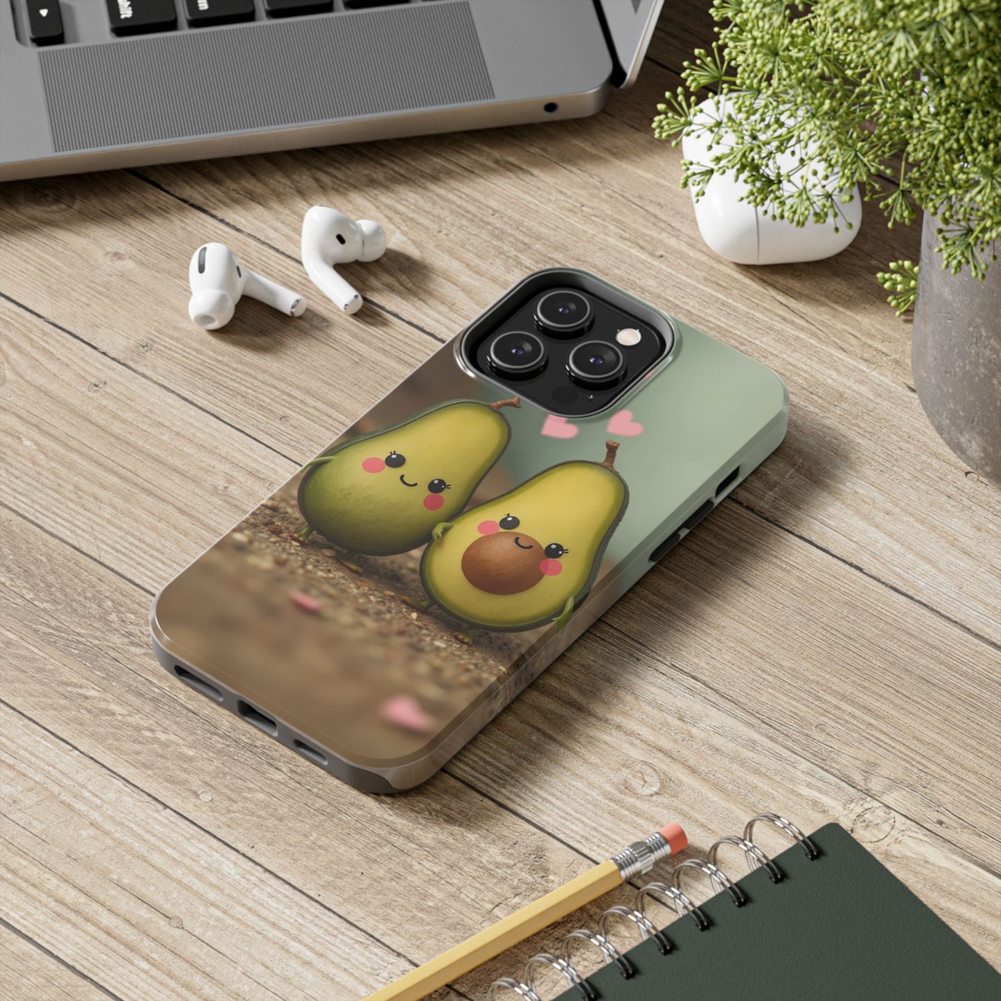 Cute Avocado Phone Case, Funny Tough Case, Quirky Phone Accessory, Gifts for Foodies, Valentine's Day Present