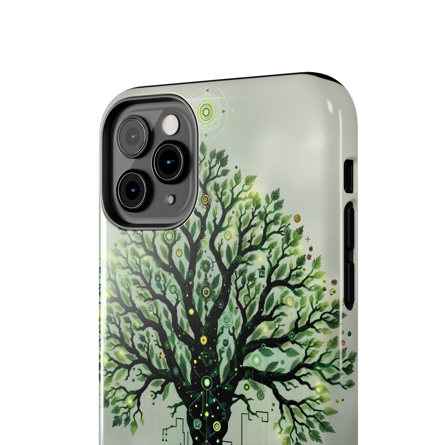 Nature-Inspired Tough Phone Case with Tech Tree Design - for iPhone