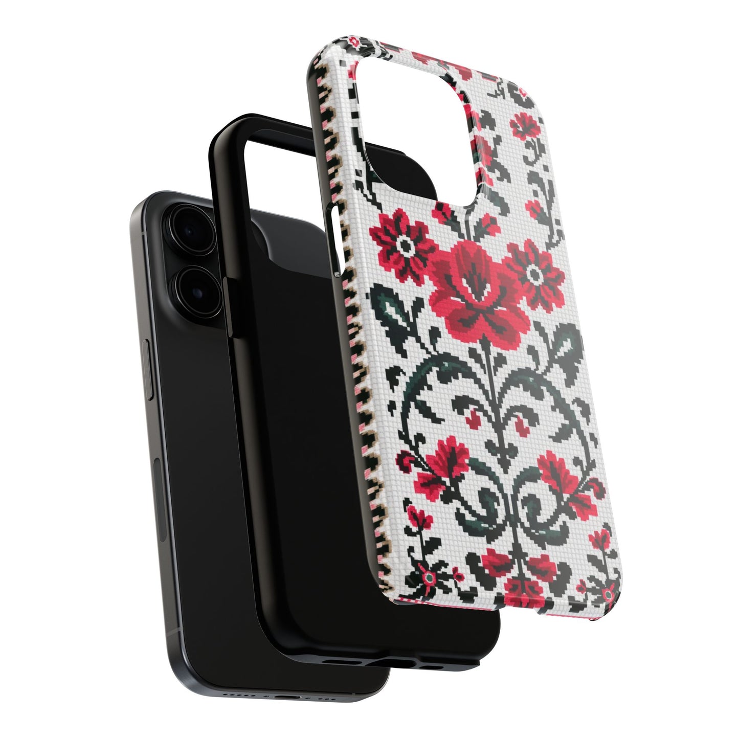 Traditional Floral Knit Tough Phone Cases - Durable Protection with Vintage Style - for iPhone