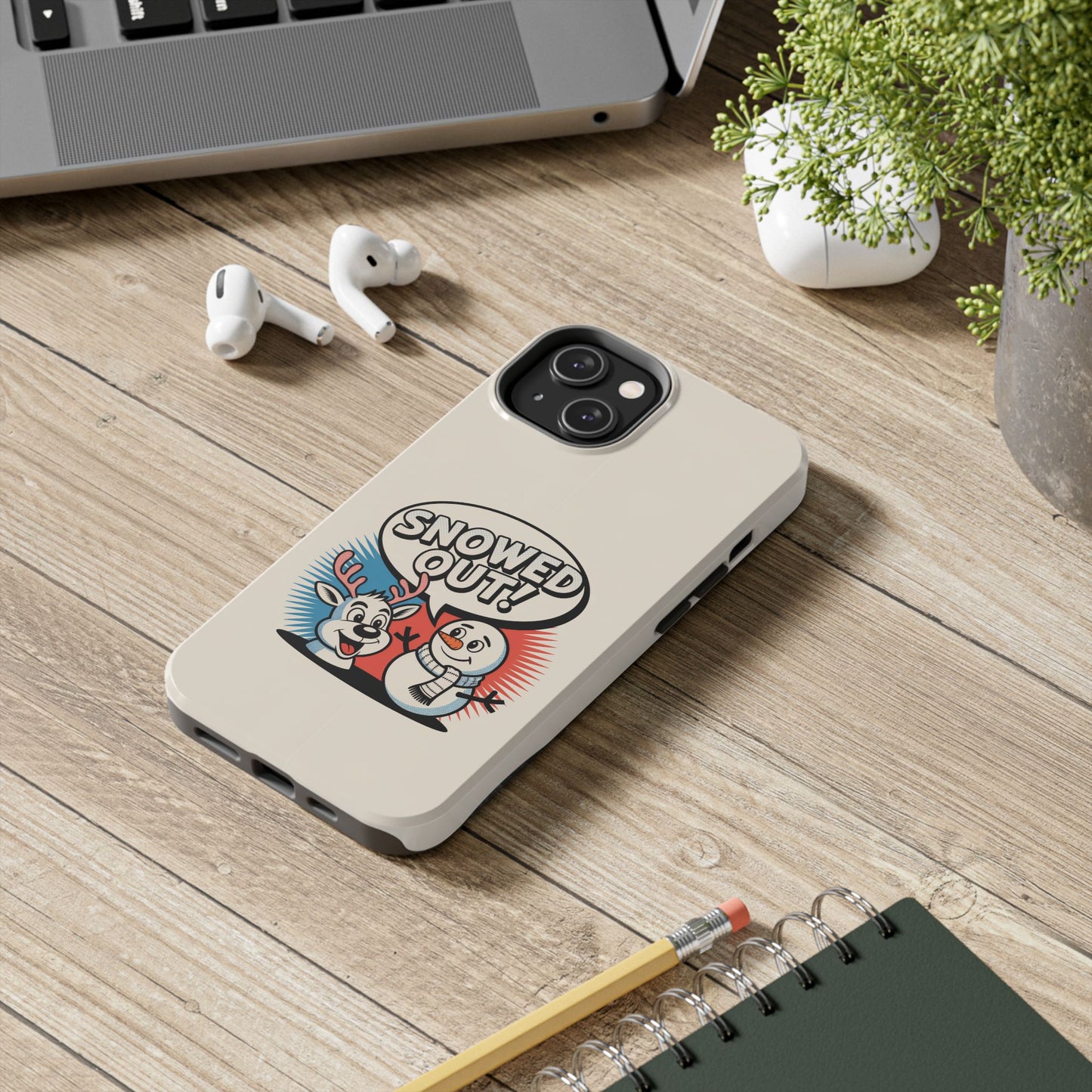 Snowman & Reindeer Tough Phone Case - Snowed Out Holiday Design