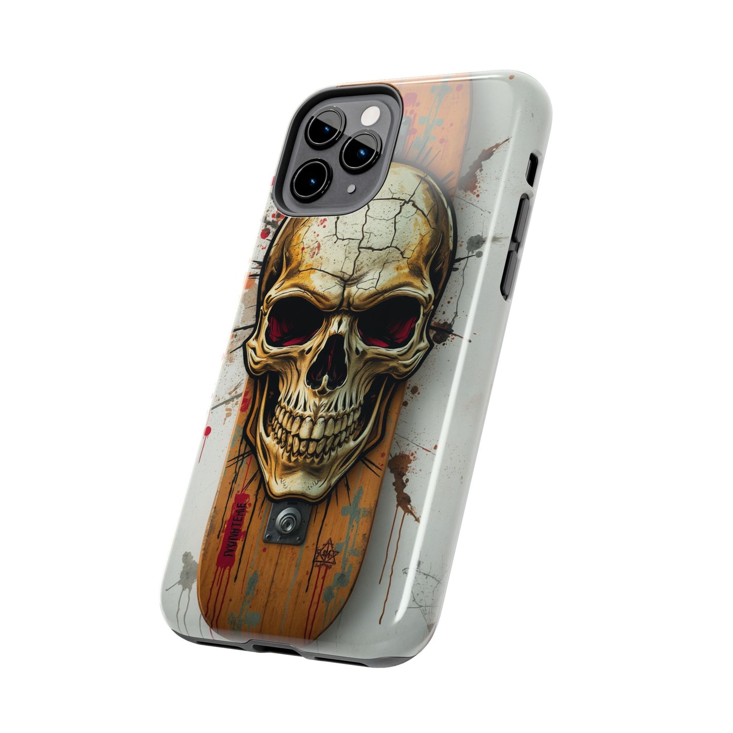 Edgy Skull Tough Phone Case - Durable Protection for Skateboard Enthusiasts