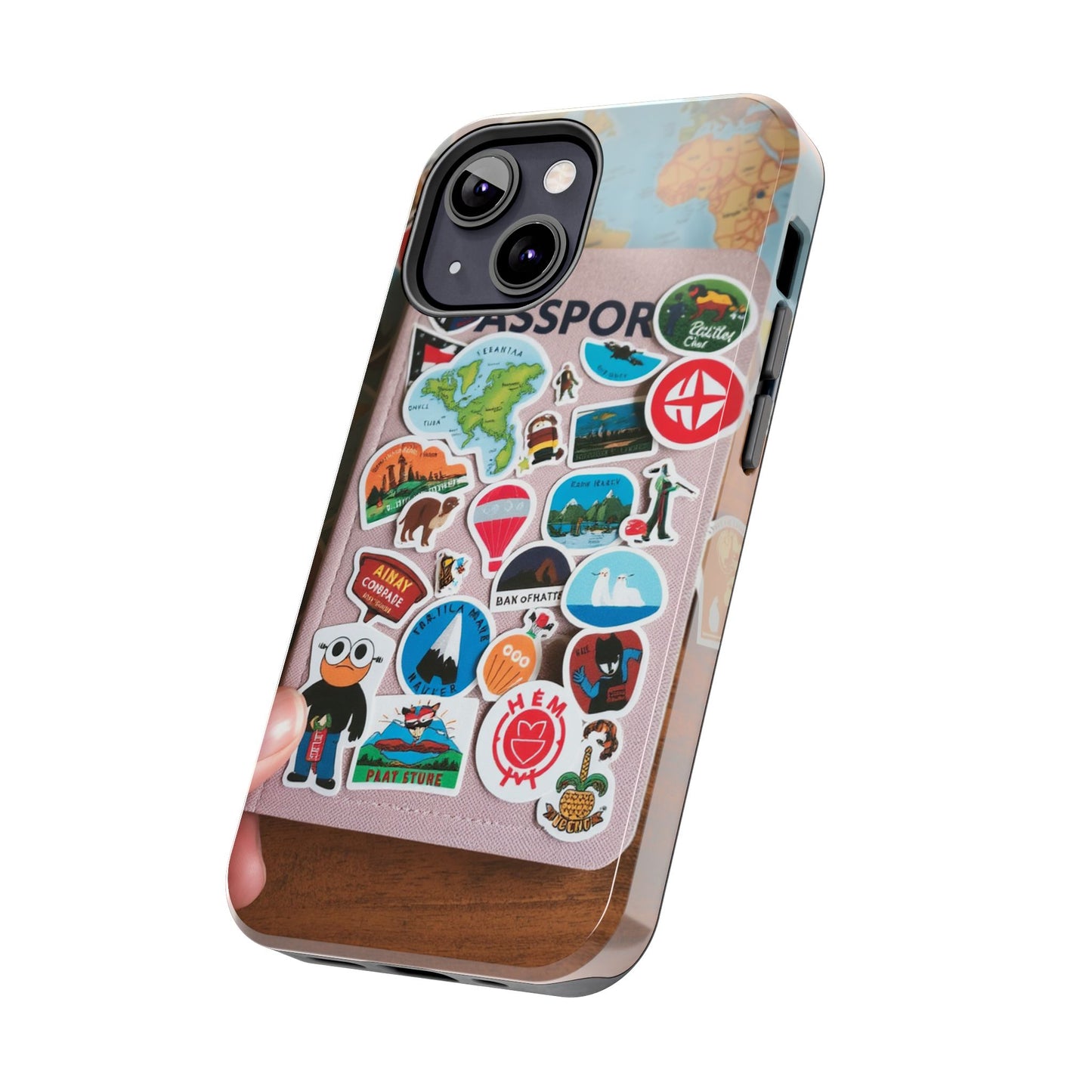 Adventure Stickers Phone Case - Tough Protection for Travel Lovers