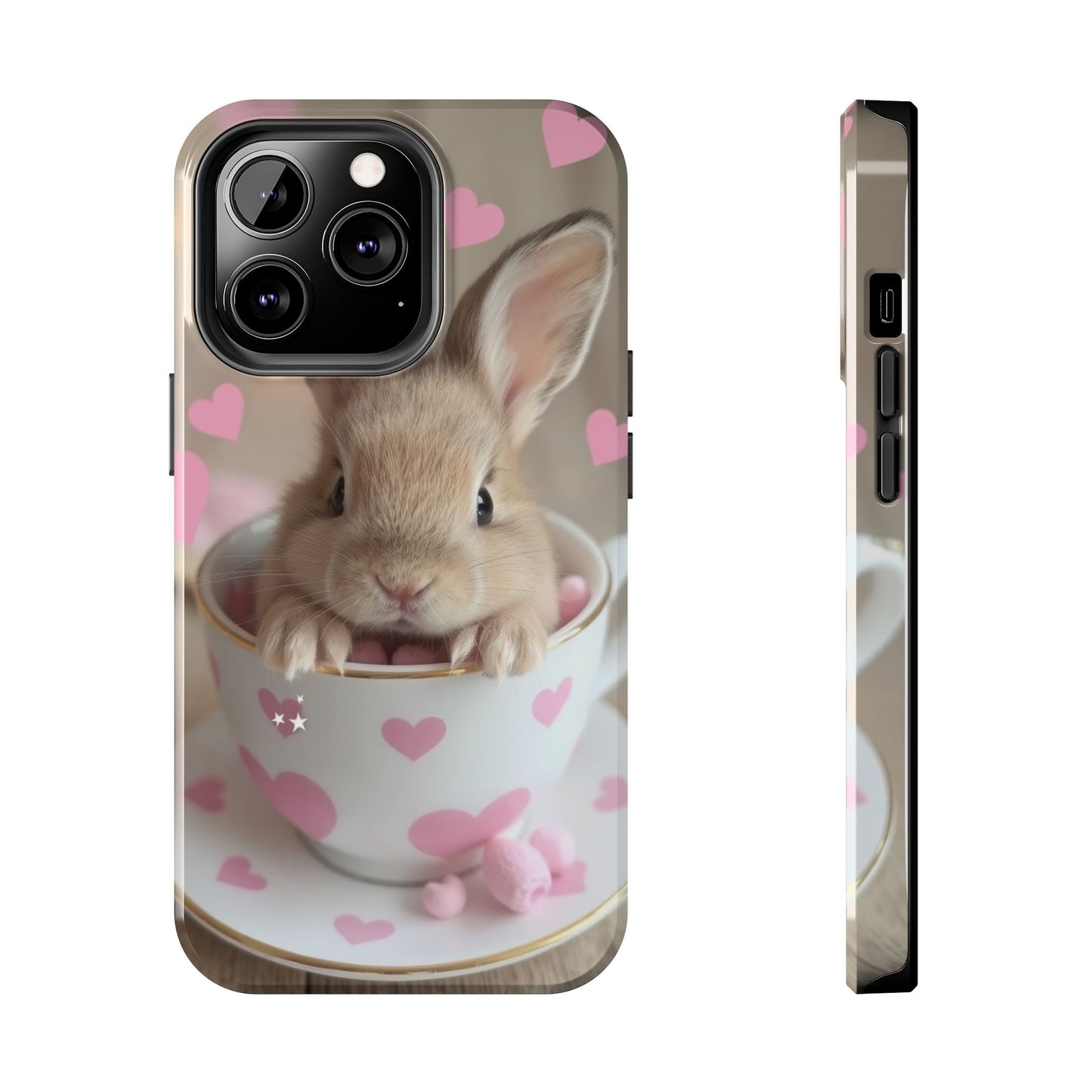 Adorable Bunny Phone Case with Heart Design - Cute Gift for Animal Lovers