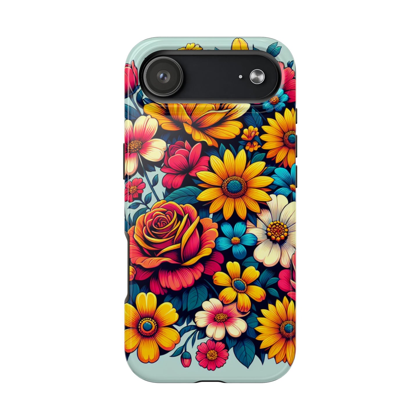 Vibrant Floral Tough Phone Case - Colorful Flower Design - for iPhone