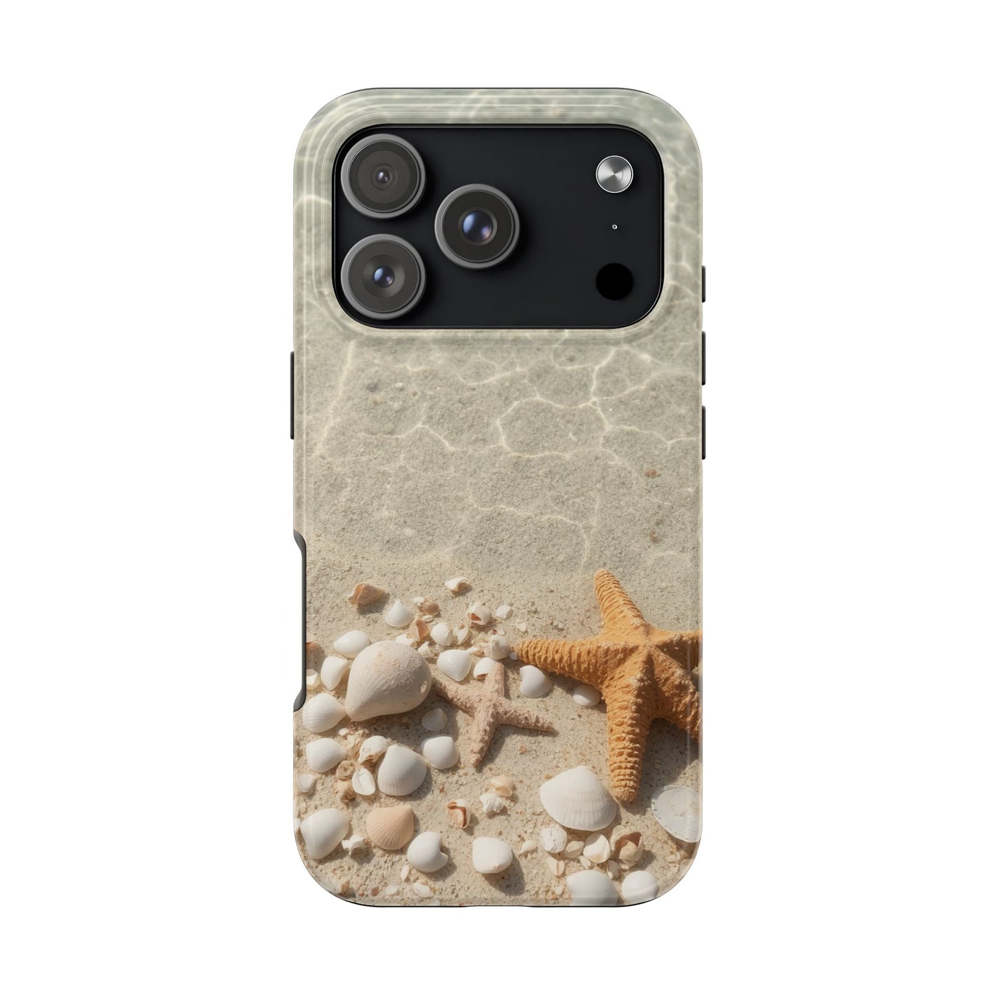 Beach-Inspired Tough Phone Case with Starfish and Seashell Design