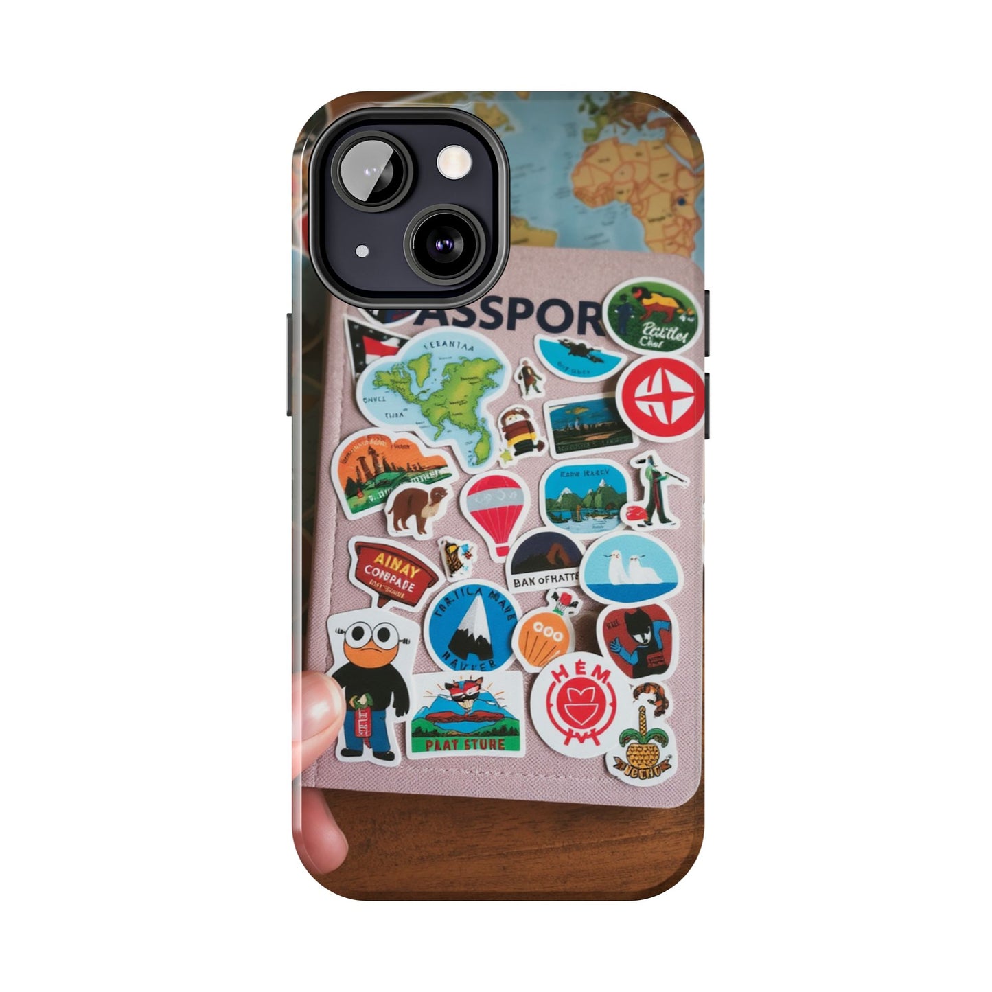 Adventure Stickers Phone Case - Tough Protection for Travel Lovers