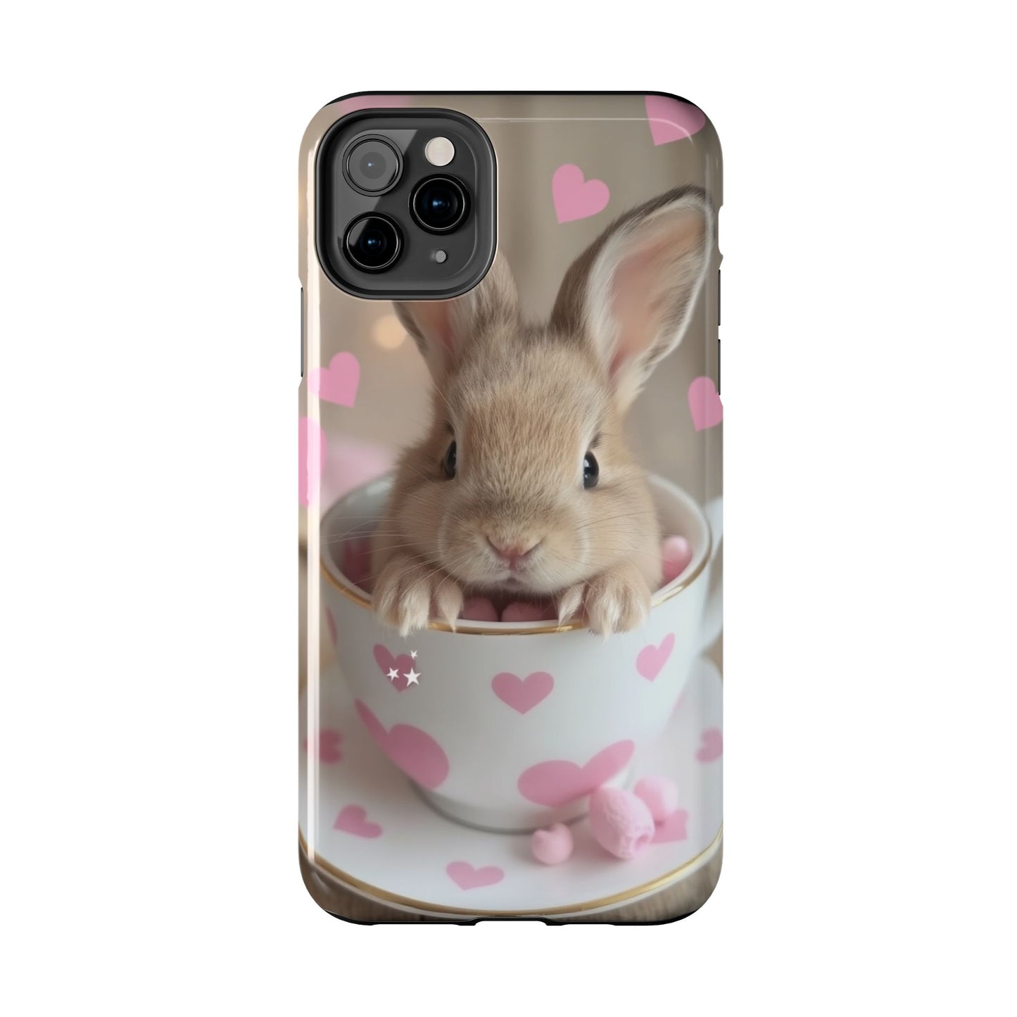 Adorable Bunny Phone Case with Heart Design - Cute Gift for Animal Lovers
