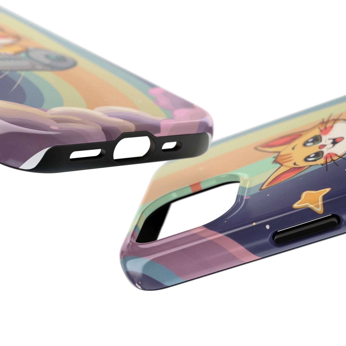 Cute Cat Rocket Phone Case - Vibrant and Playful Tough Case