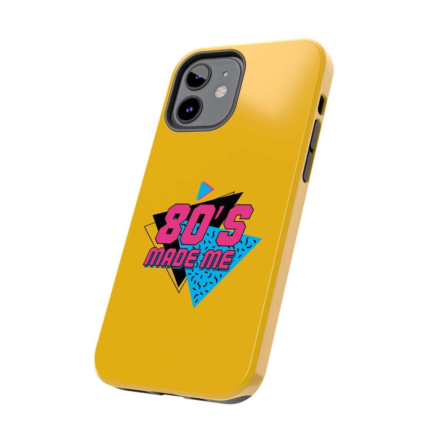 80's Made Me Tough Phone Case - Retro Yellow Silicone Cover - for iPhone