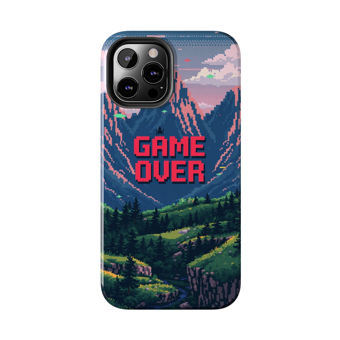 Pixel Art Tough Phone Case - 'Game Over' Design for Gamers