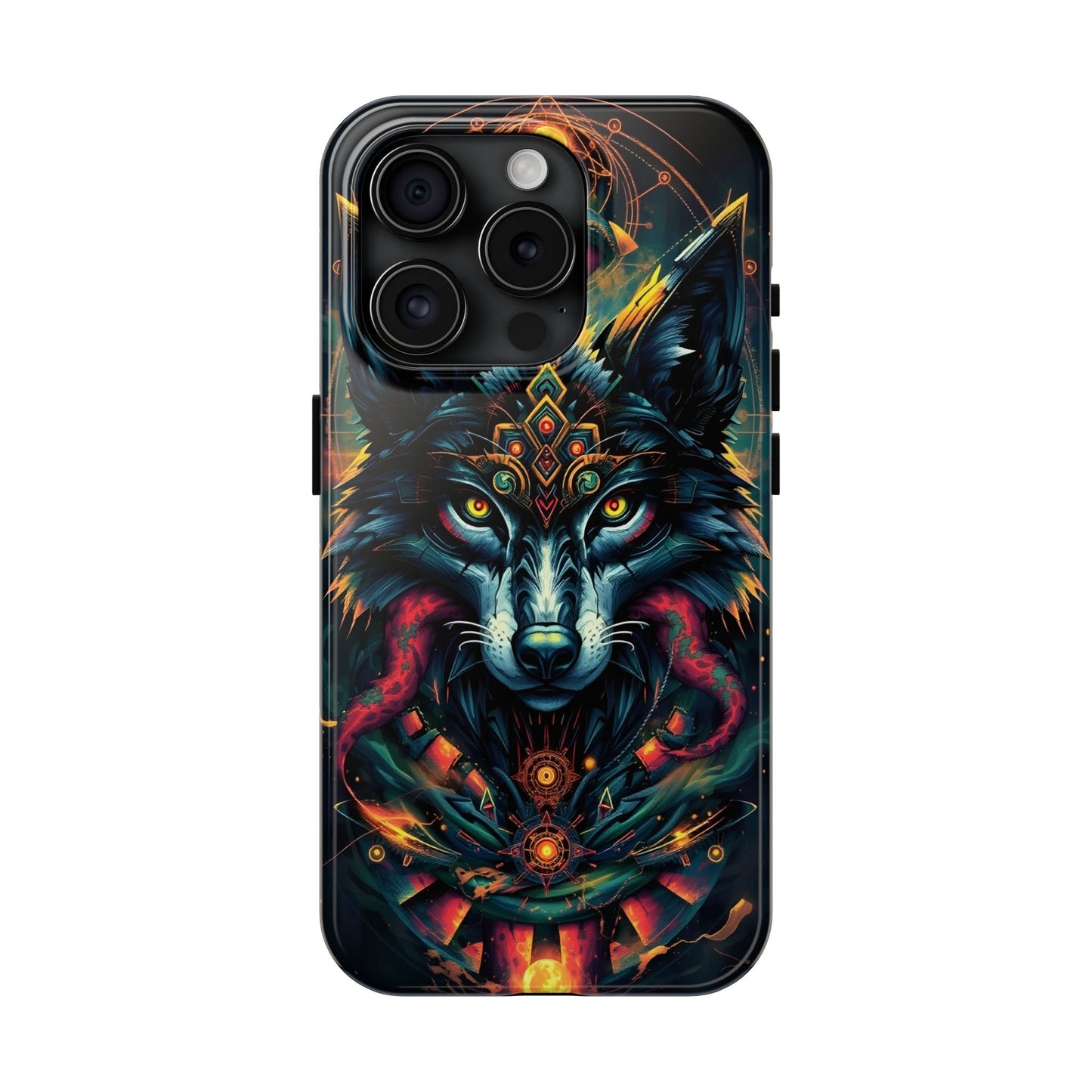 Vibrant Mystical Wolf Art Tough Phone Case - Durable & Unique Design for Animal Lovers - for iPhone