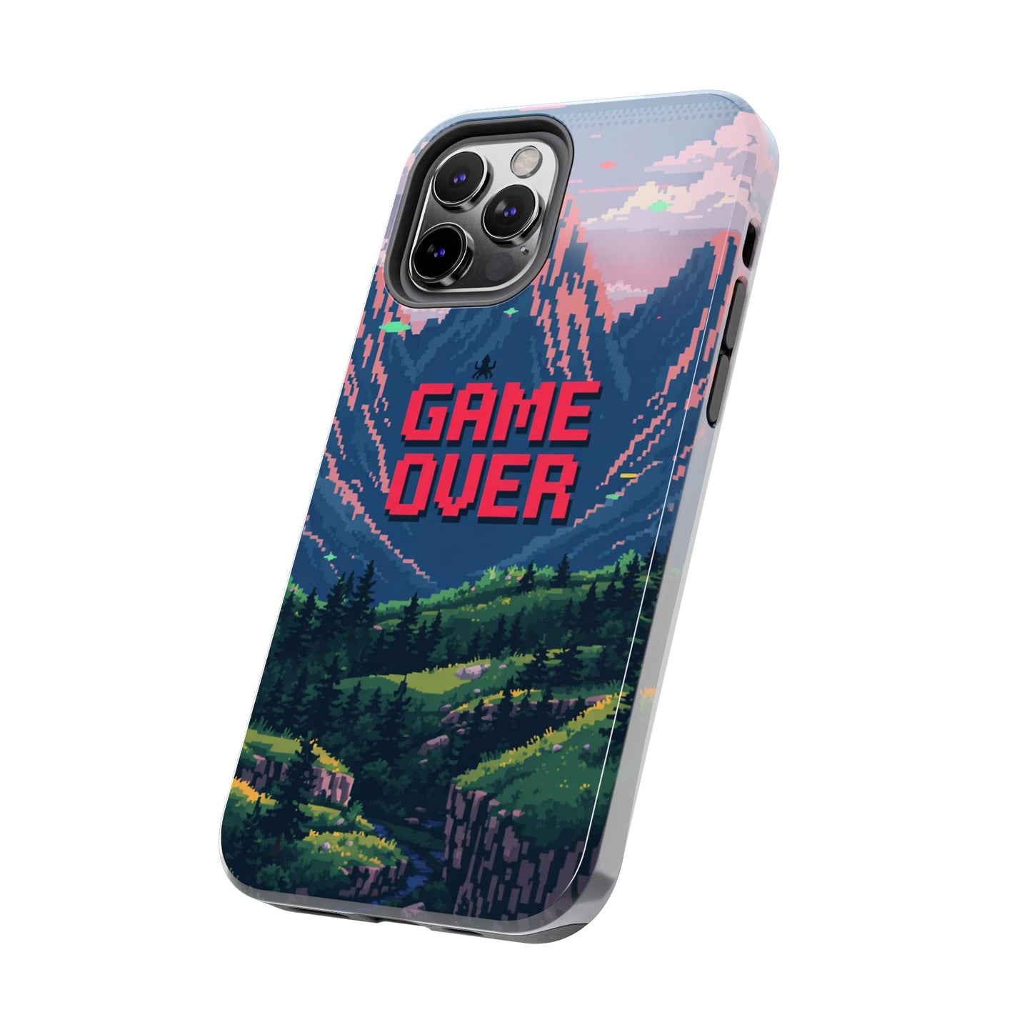 Pixel Art Tough Phone Case - 'Game Over' Design for Gamers