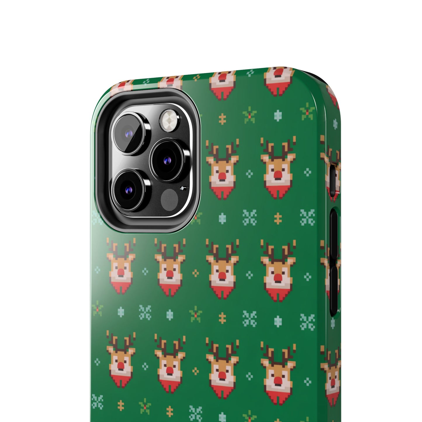 Pixel Art Christmas Rudolf Pattern Phone Case Green