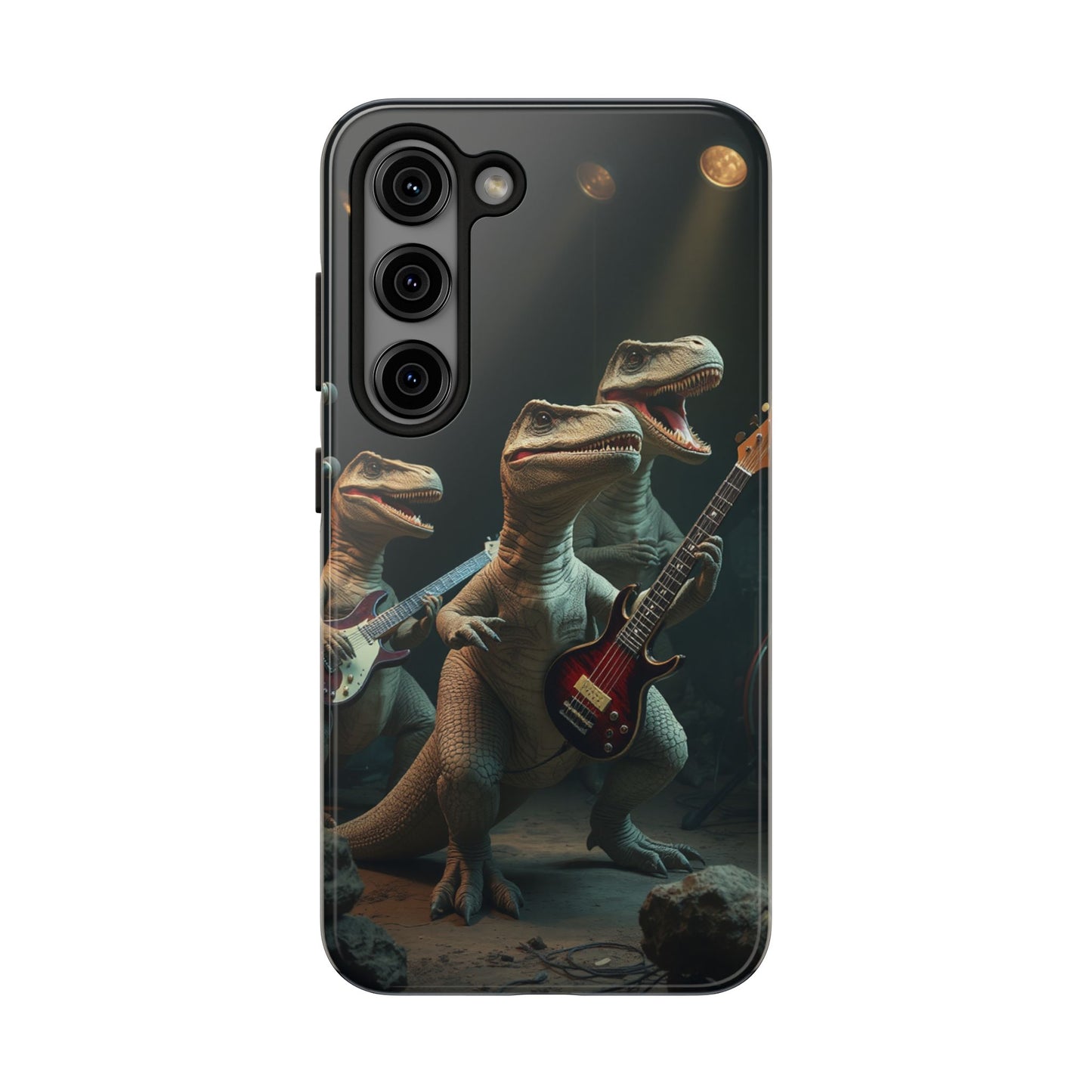 Rockin' Dinosaur Tough Phone Cases - Perfect for Music Lovers and Kids!